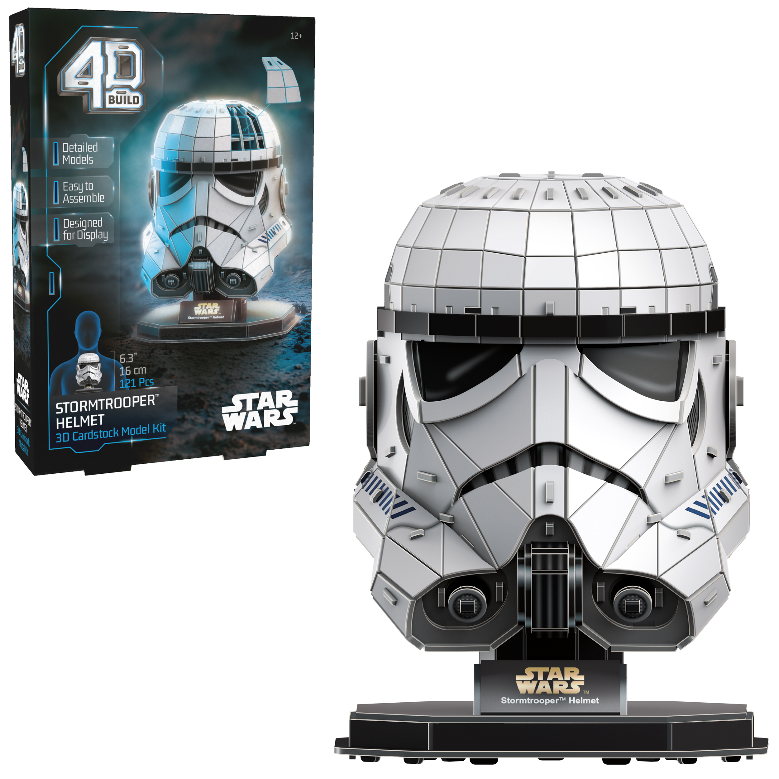 4D Build, Star Wars Stormtrooper Helmet 3D Model Kit with Stand, Star Wars Collectibles & Desk Décor, for Ages 12 & Up by SPIN MASTER TOYS
