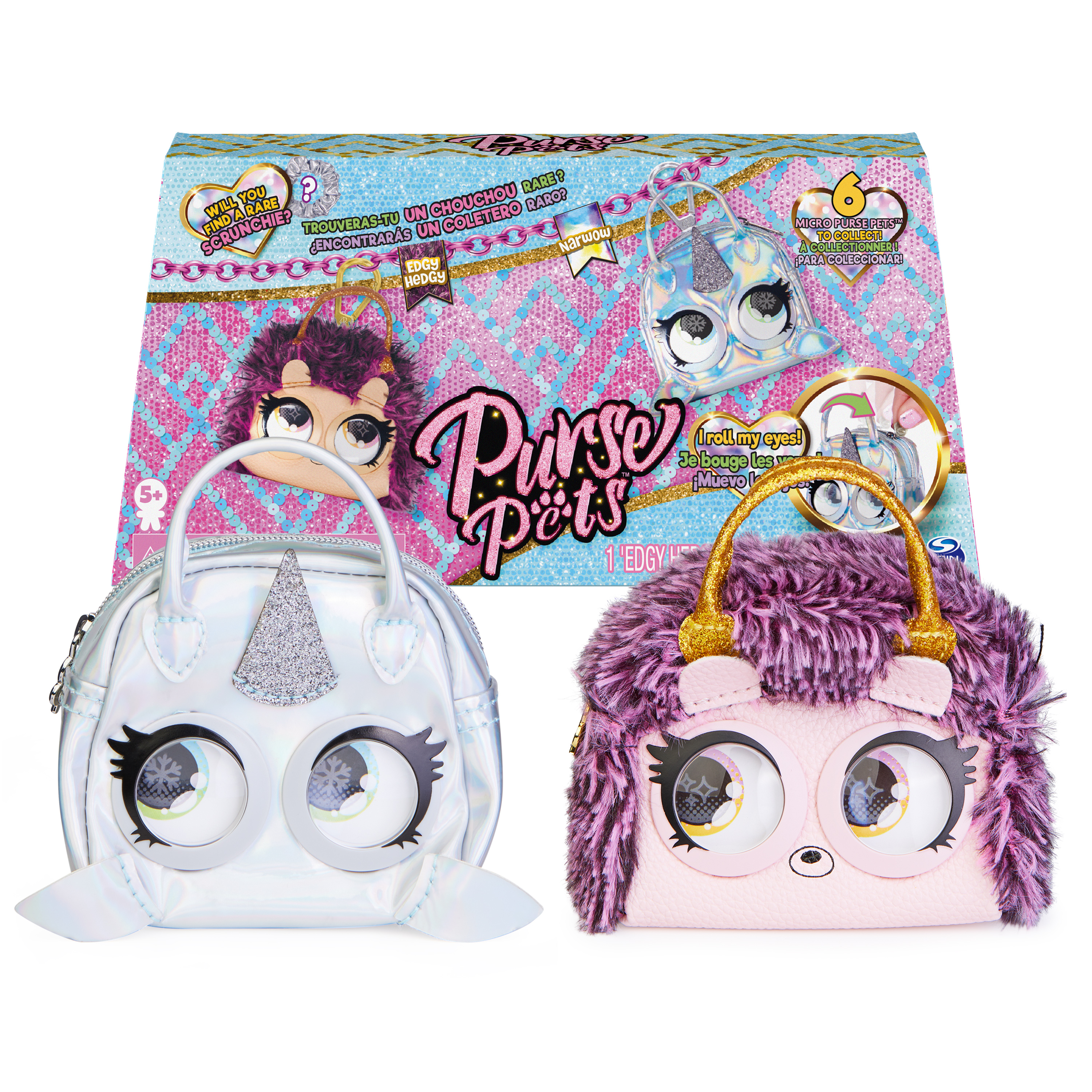 Purse Pets Micros, Edgy Hedgy Hedgehog & Narwow Narwhal Mini Purse