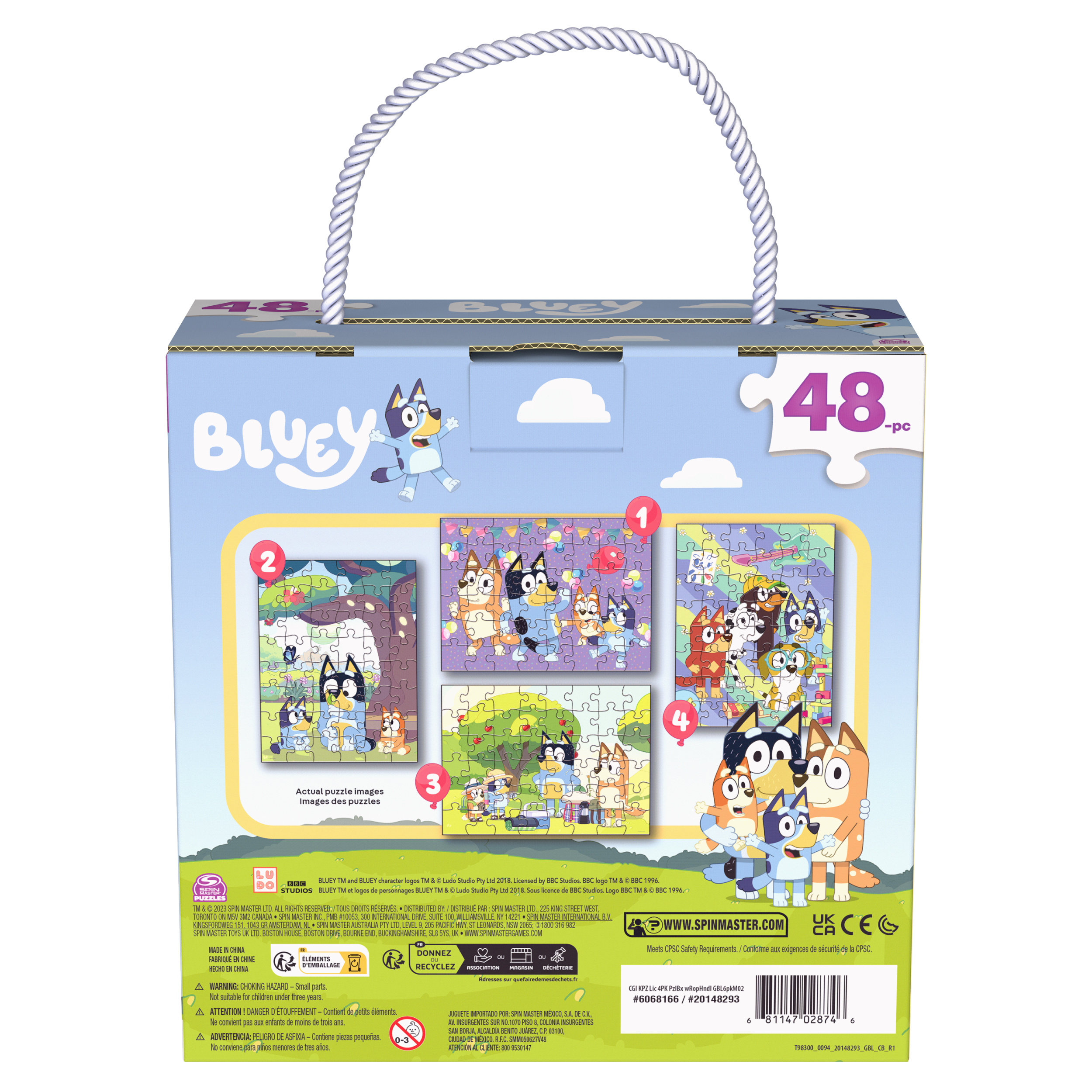 Bluey, 4-Pack 48-Piece Jigsaw Puzzles in Storage Box with