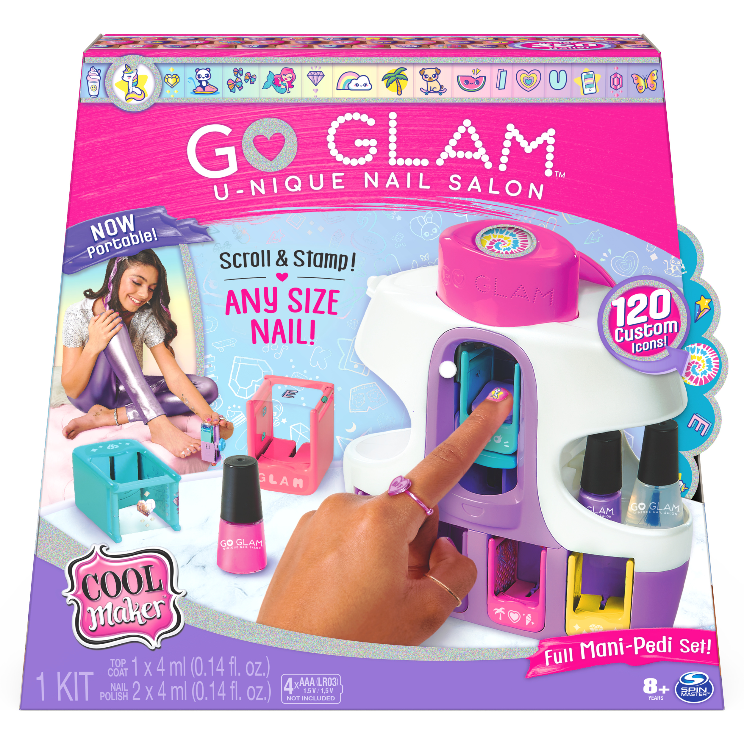 Cool Maker GO GLAM U nique Nail Salon with Portable Stamper 5 Design Pods and Dryer Nail Kit Kids Toys for Ages 8 and up Spin Master