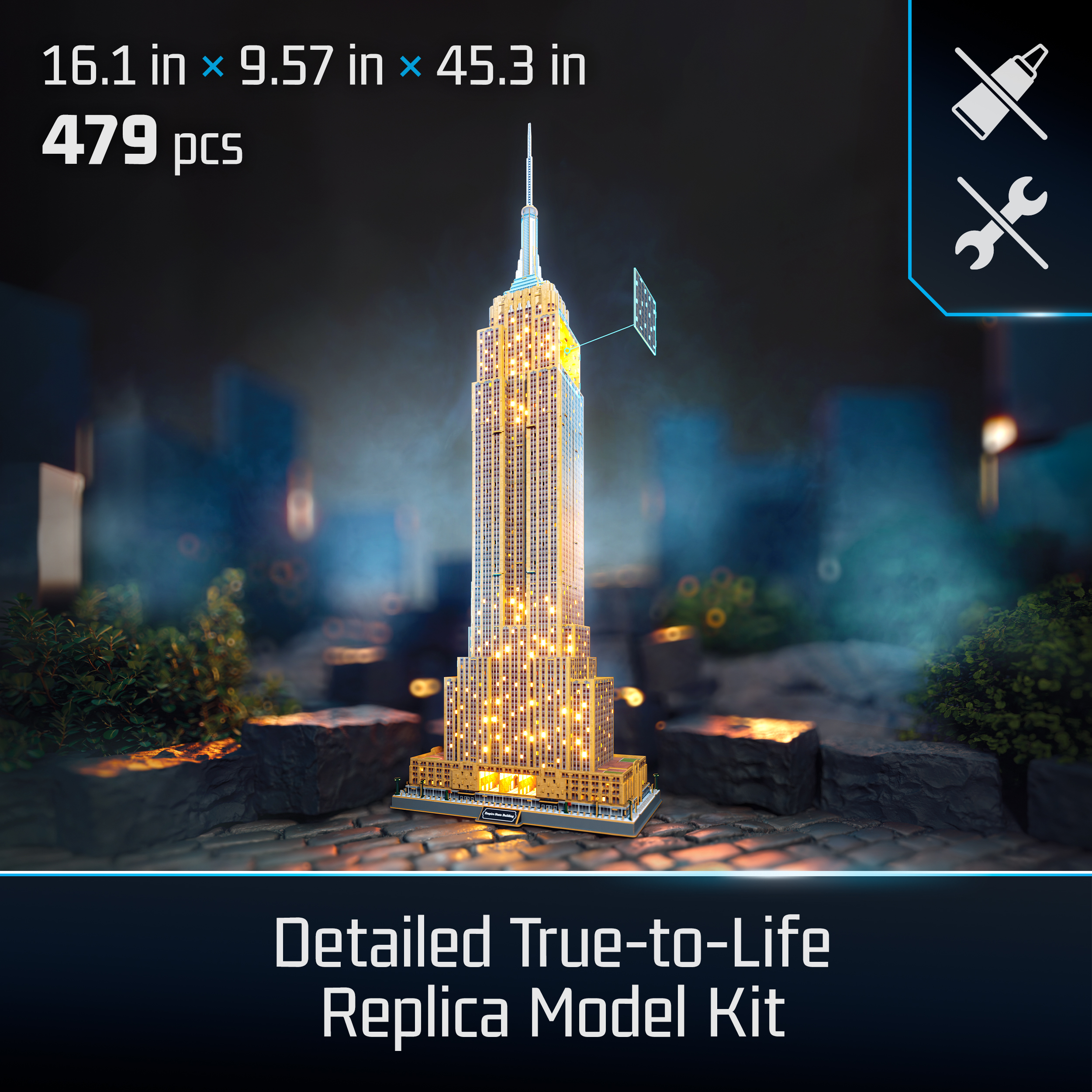 4D Build, Architect Series Empire State Building 3D Model Kit with LED ...