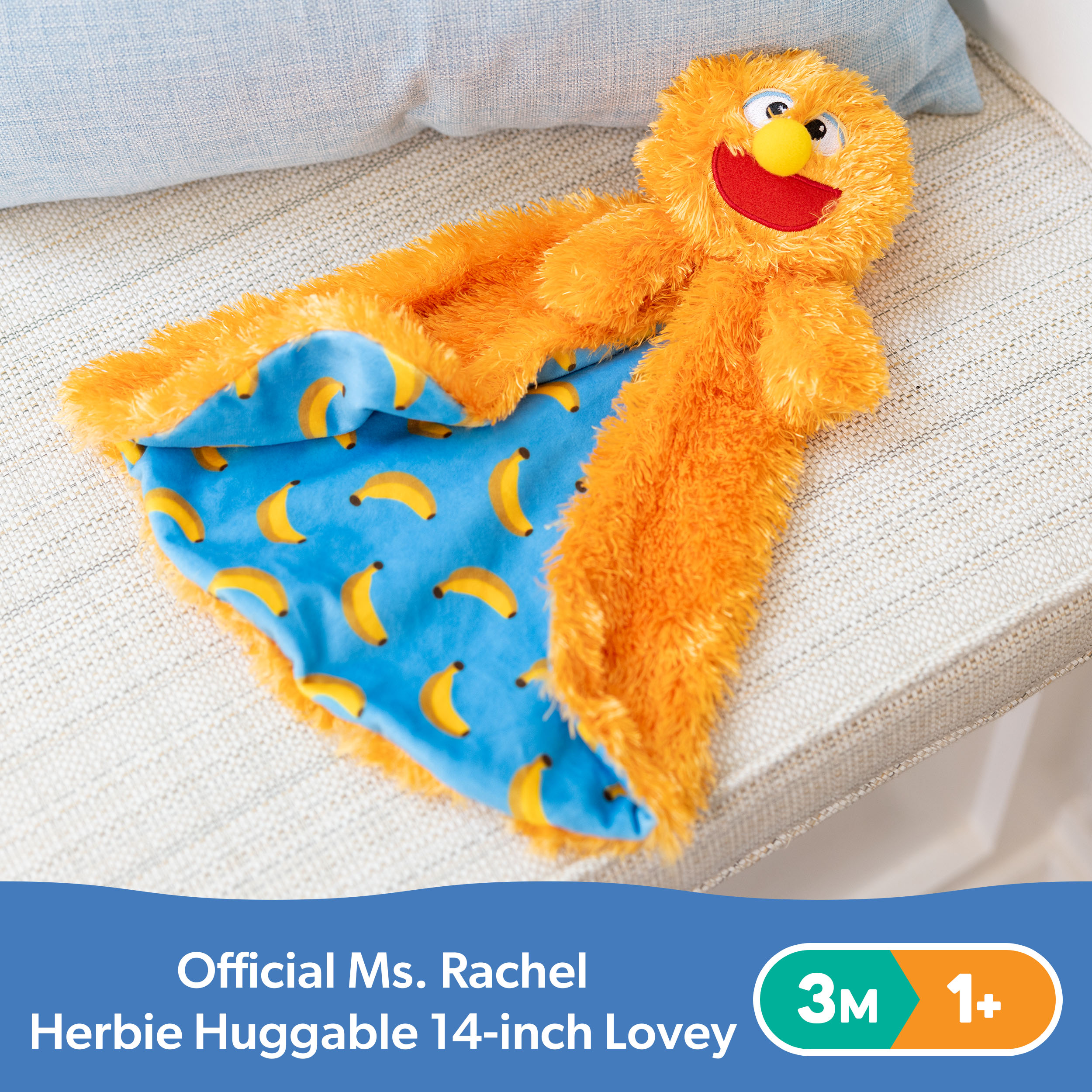 Ms. Rachel Official Herbie Huggable Lovey Double Sided Machine Washable Security Blankets for Babies Ages 3 Months to 1 Spin Master