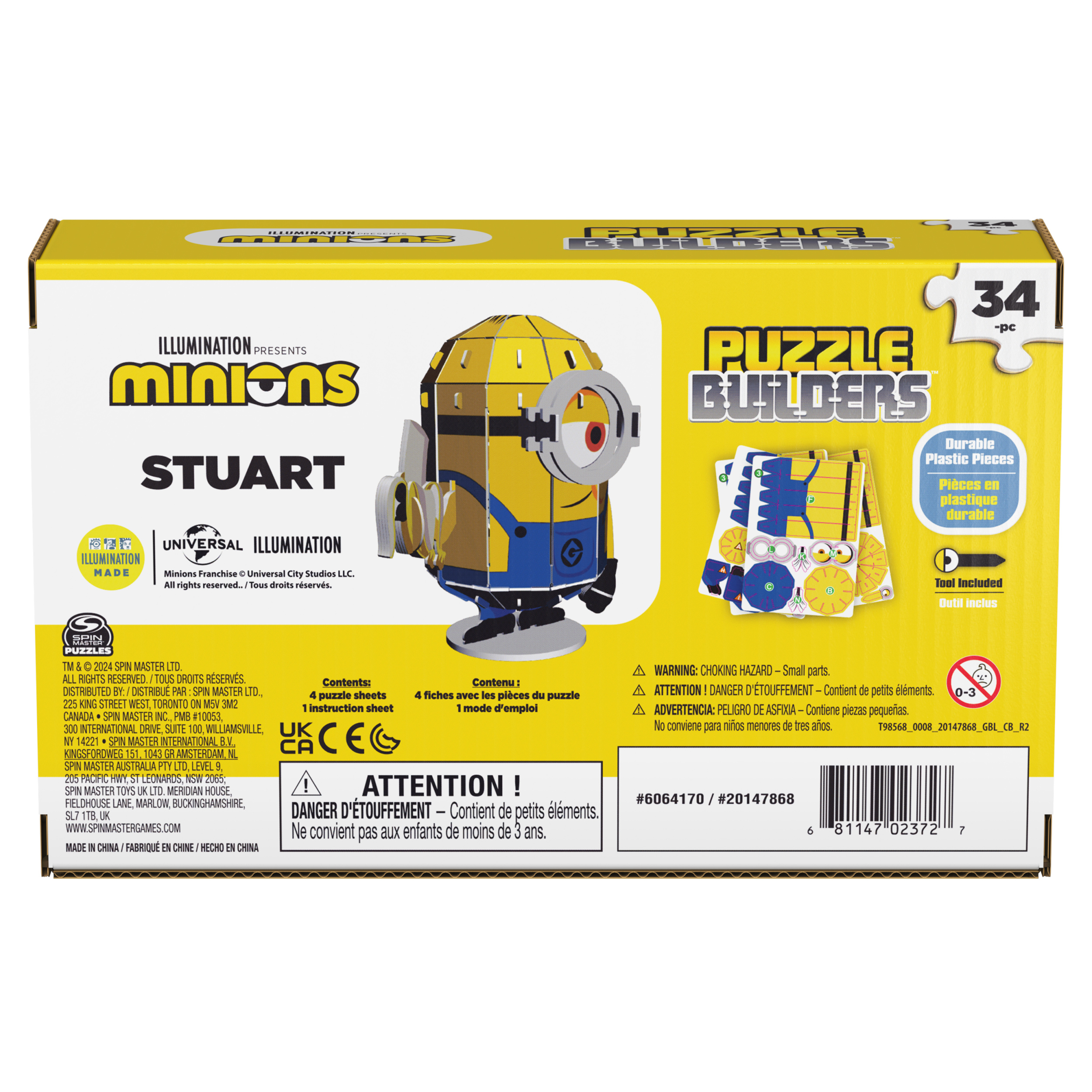 Minions Stuart 34-Piece Puzzle Builder, 3D Puzzle with Tool