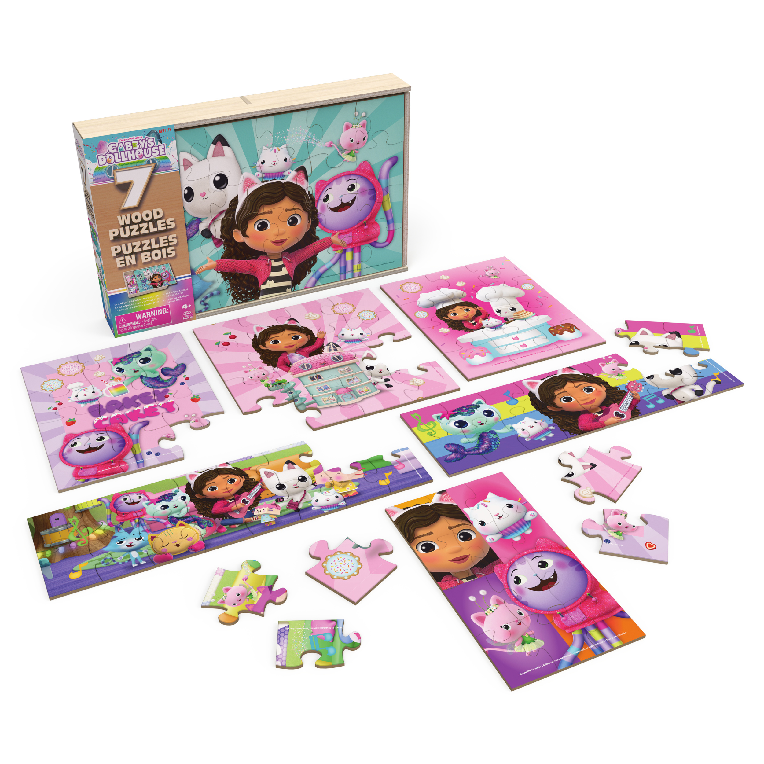 Gabby's Dollhouse, 7 Wood Puzzles Jigsaw Bundle 12-Piece 16-Piece 24 ...
