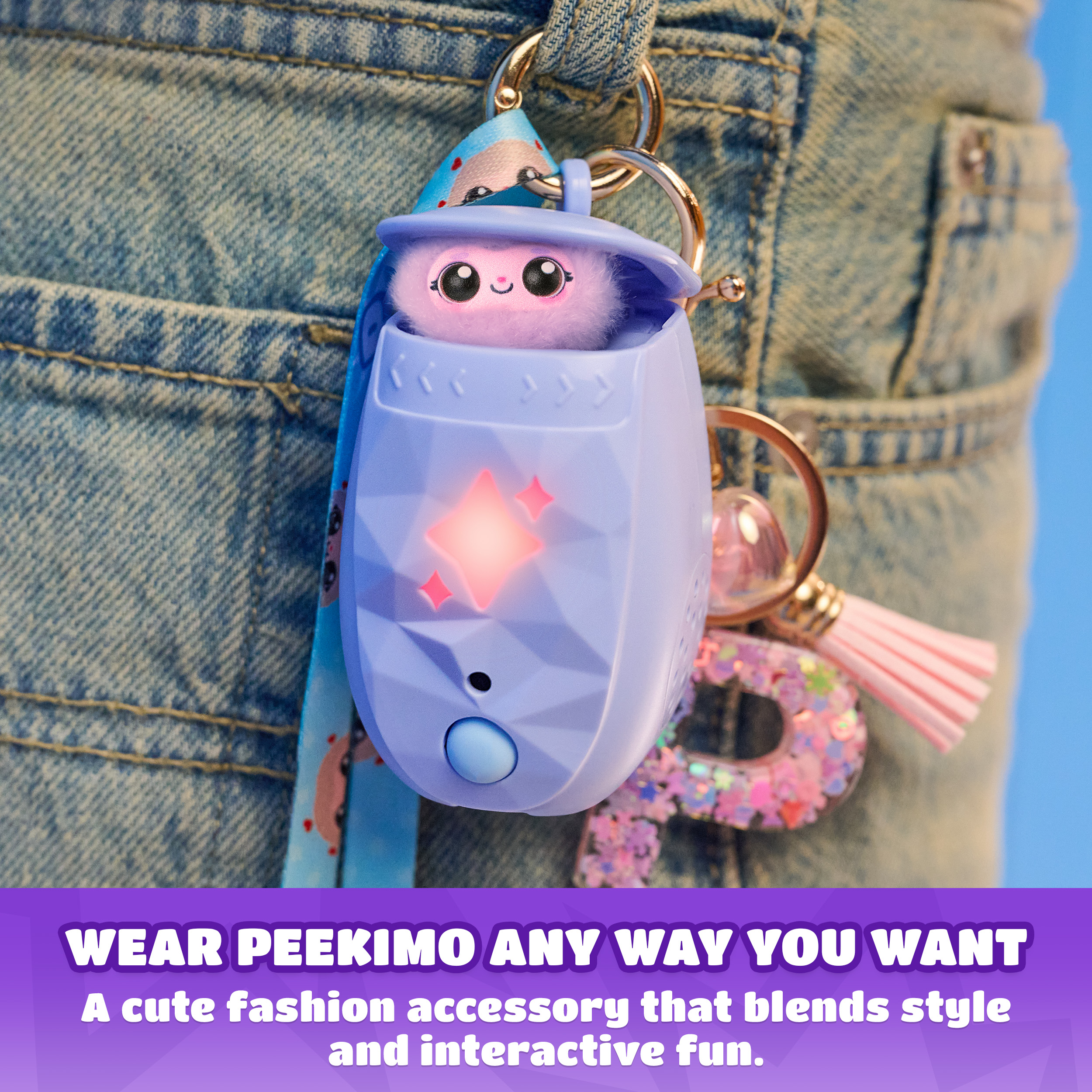 Peekimo, Purple Interactive Pet and Wearable Accessory, Cute