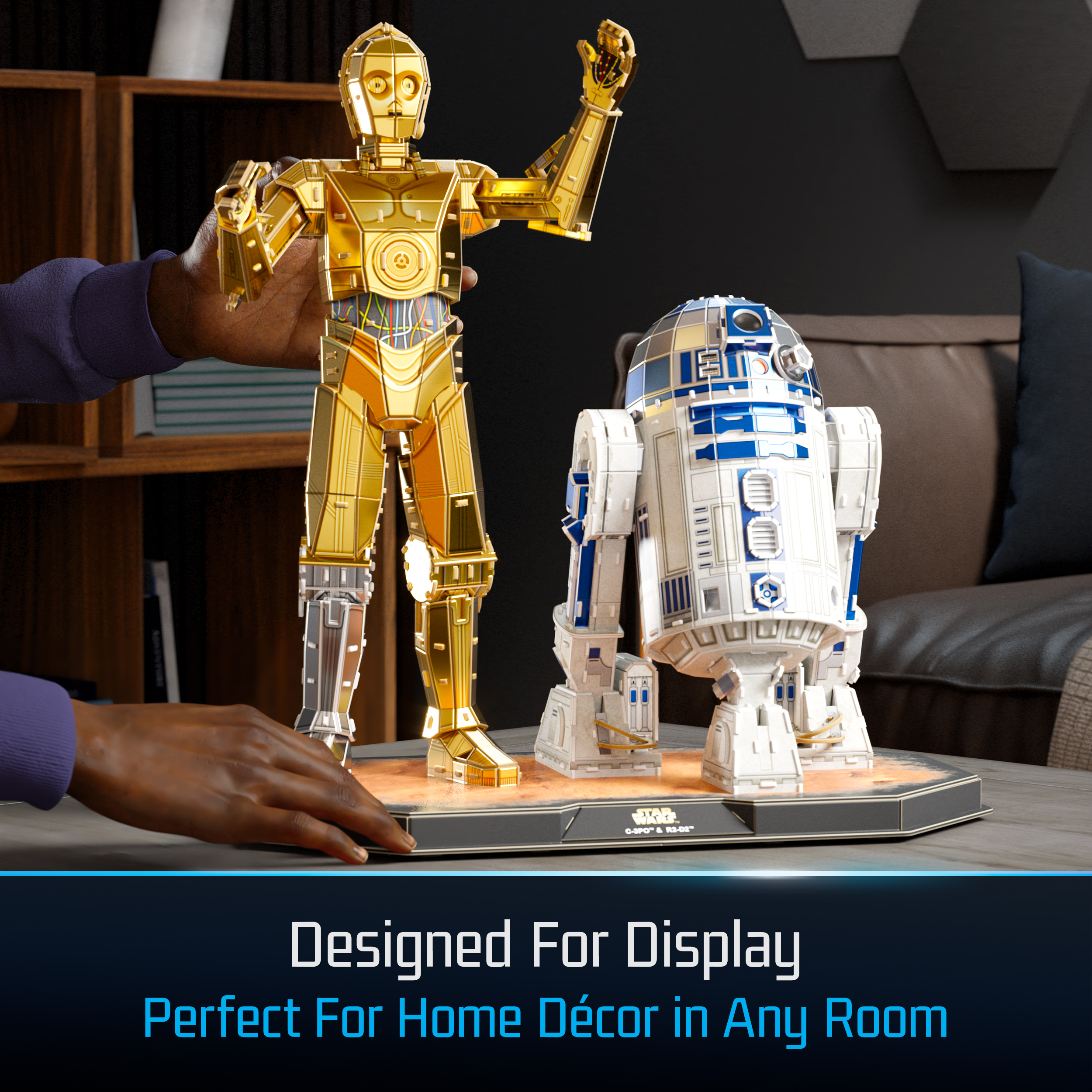 4D Build, Star Wars C-3PO & R2-D2 3D Model Kit with Stand