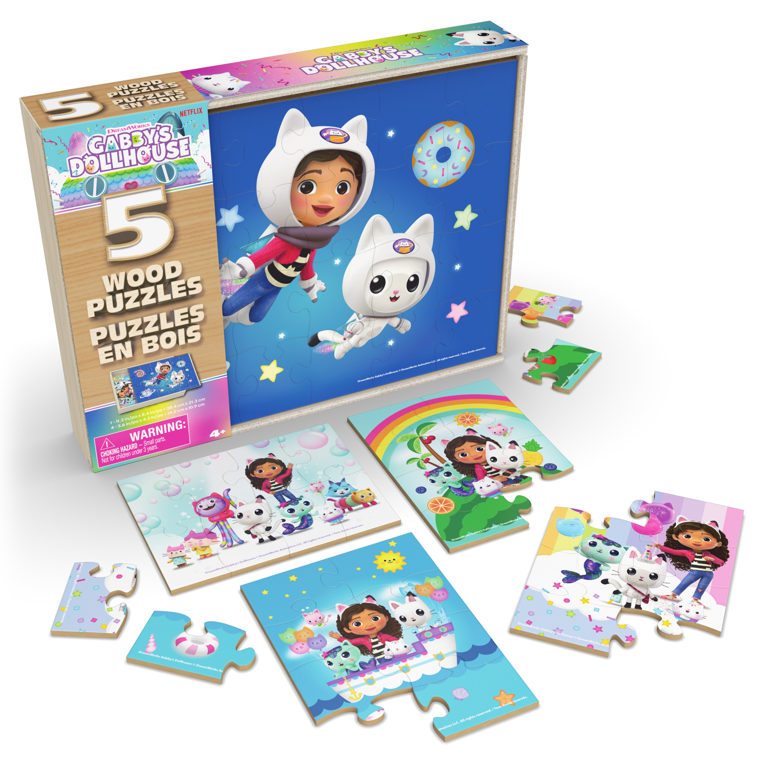 Gabby's Dollhouse 5-Pack of wood Jigsaw Puzzles for Families, Kids, and ...