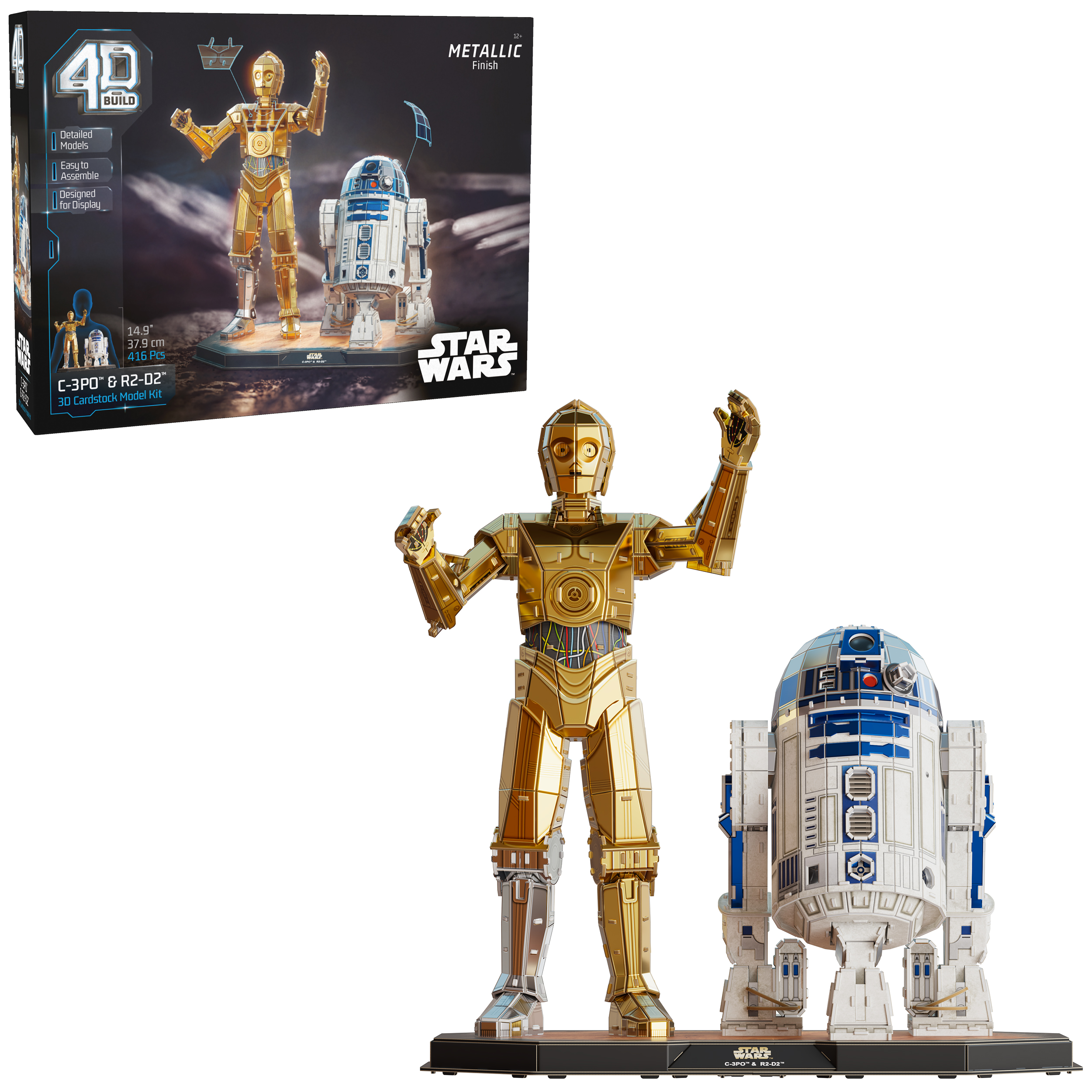 4D Build, Star Wars C-3PO & R2-D2 3D Model Kit with Stand