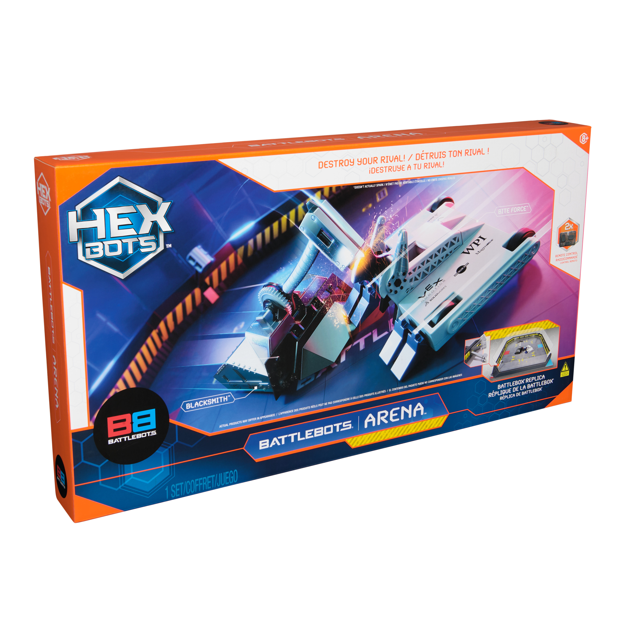 HEX BOTS BattleBots Arena Bite Force Blacksmith Remote Control Robot Toys for Kids with Over 20 Pieces STEM Toys for Boys Girls Ages 8 Up Batteries Included Spin Master