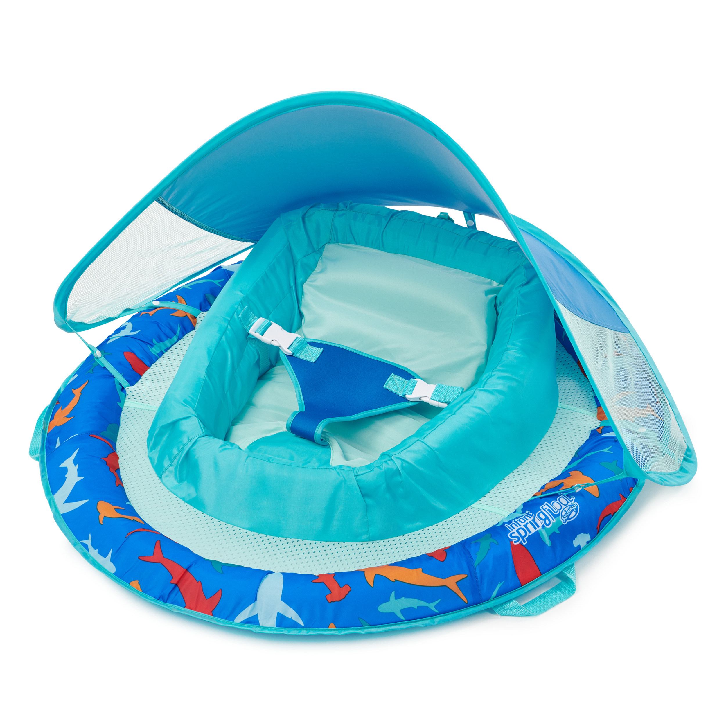 Swimways Inflatable Infant Shark Spring Float with Canopy Spin Master