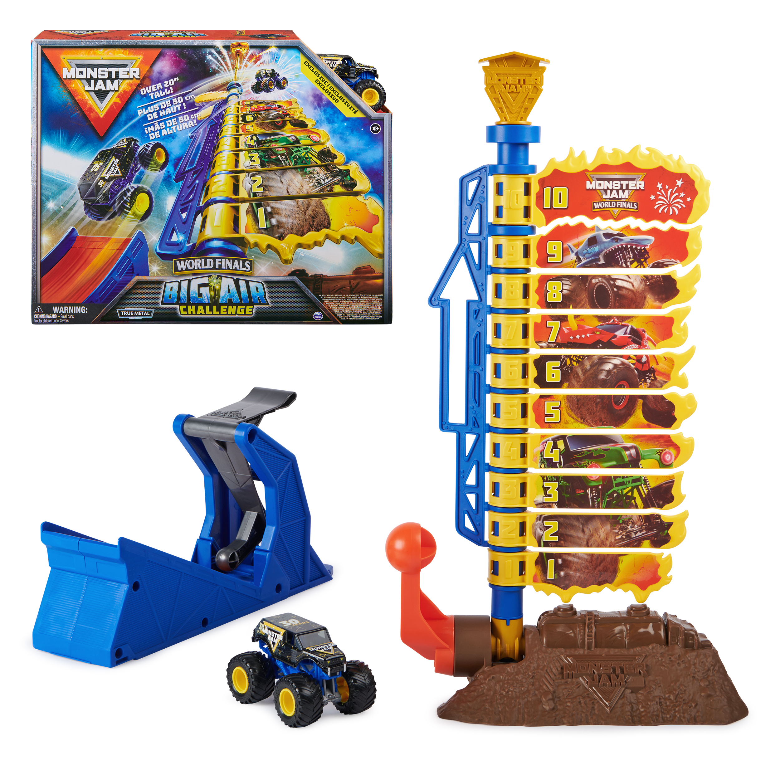 Monster Jam World Finals Big Air Challenge Playset with Exclusive 1 64 Scale Die Cast Monster Truck Kids Toys for Boys and Girls Ages 3 and up Walmart Exclusive Spin Master