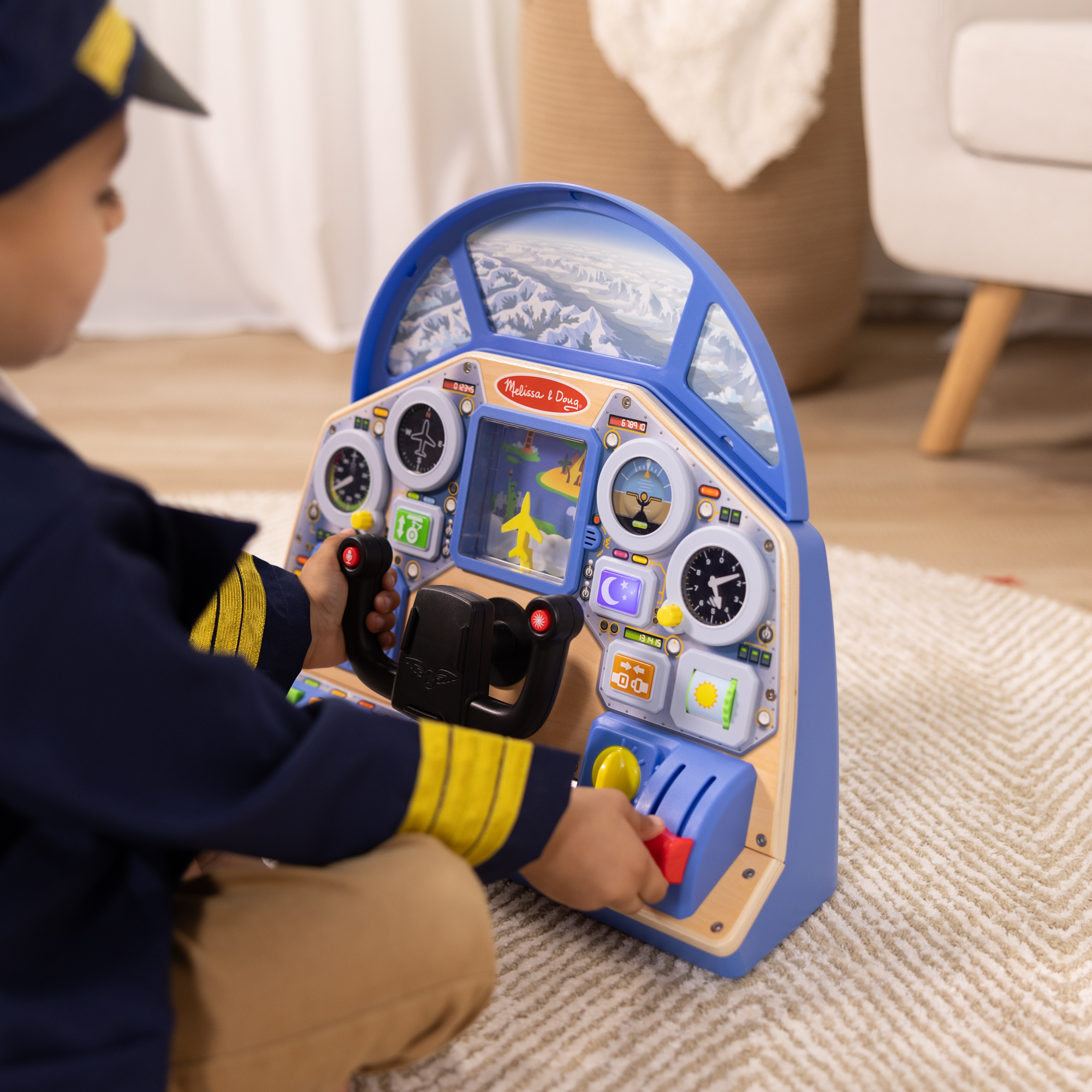 Melissa & Doug Jet Pilot Interactive Dashboard Wooden Toy for Boys