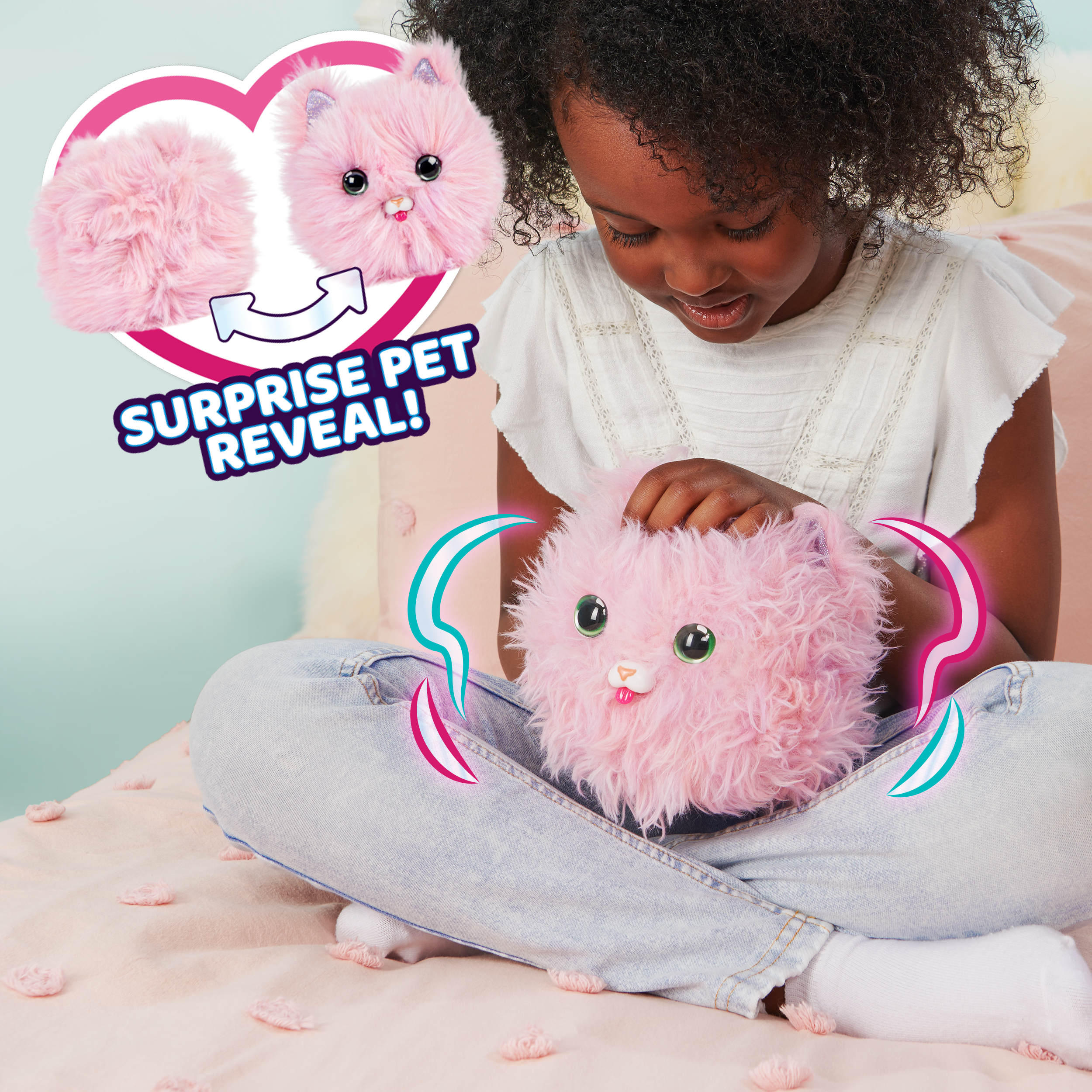 What the Fluff Purr n Fluff Surprise Reveal Interactive Toy Pet with over 100 Sounds and Reactions Kids Toys for Girls Ages 5 and up Spin Master