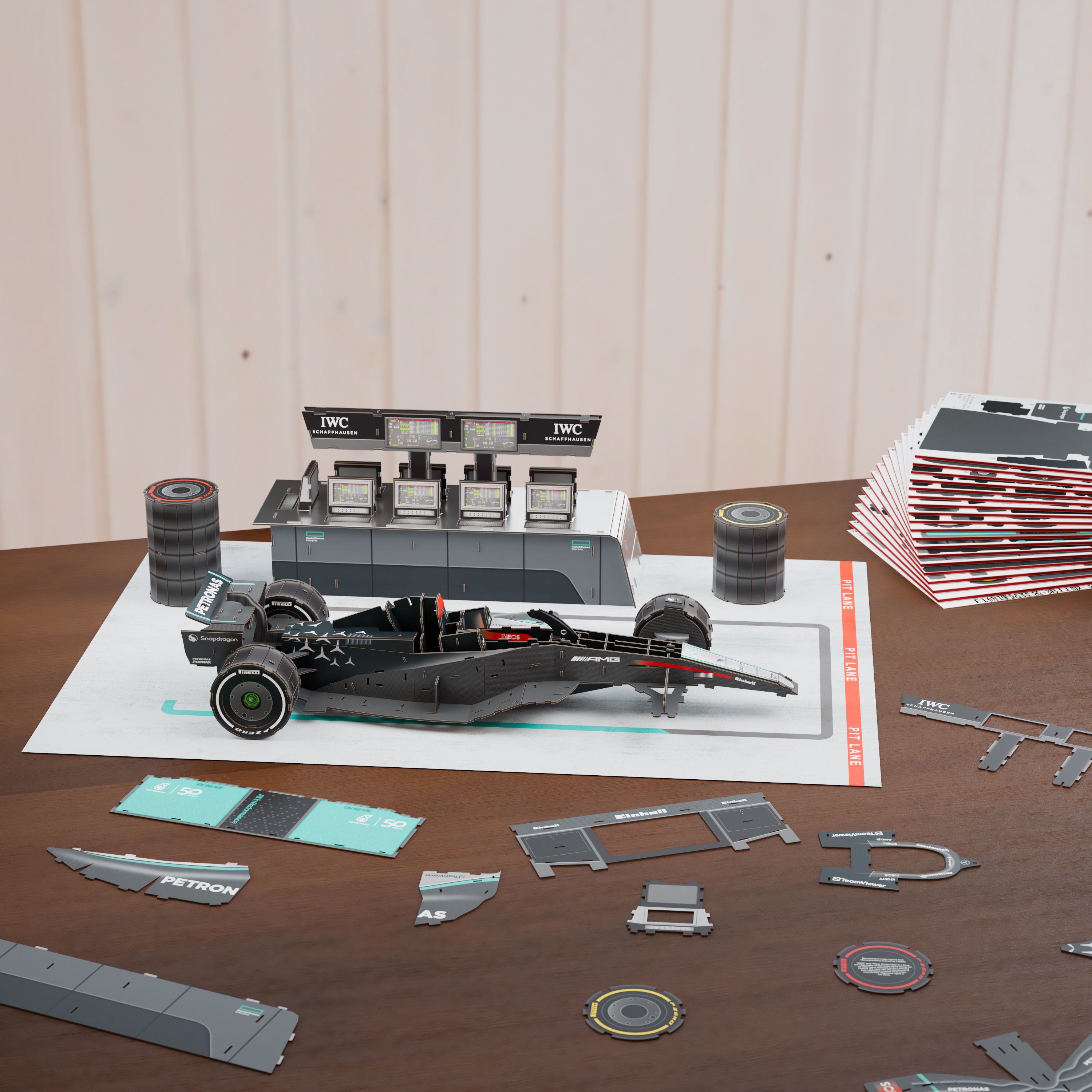 1/20 W15 メルセデス 3Dプリントキット 4D Build, Mercedes W15 Garage