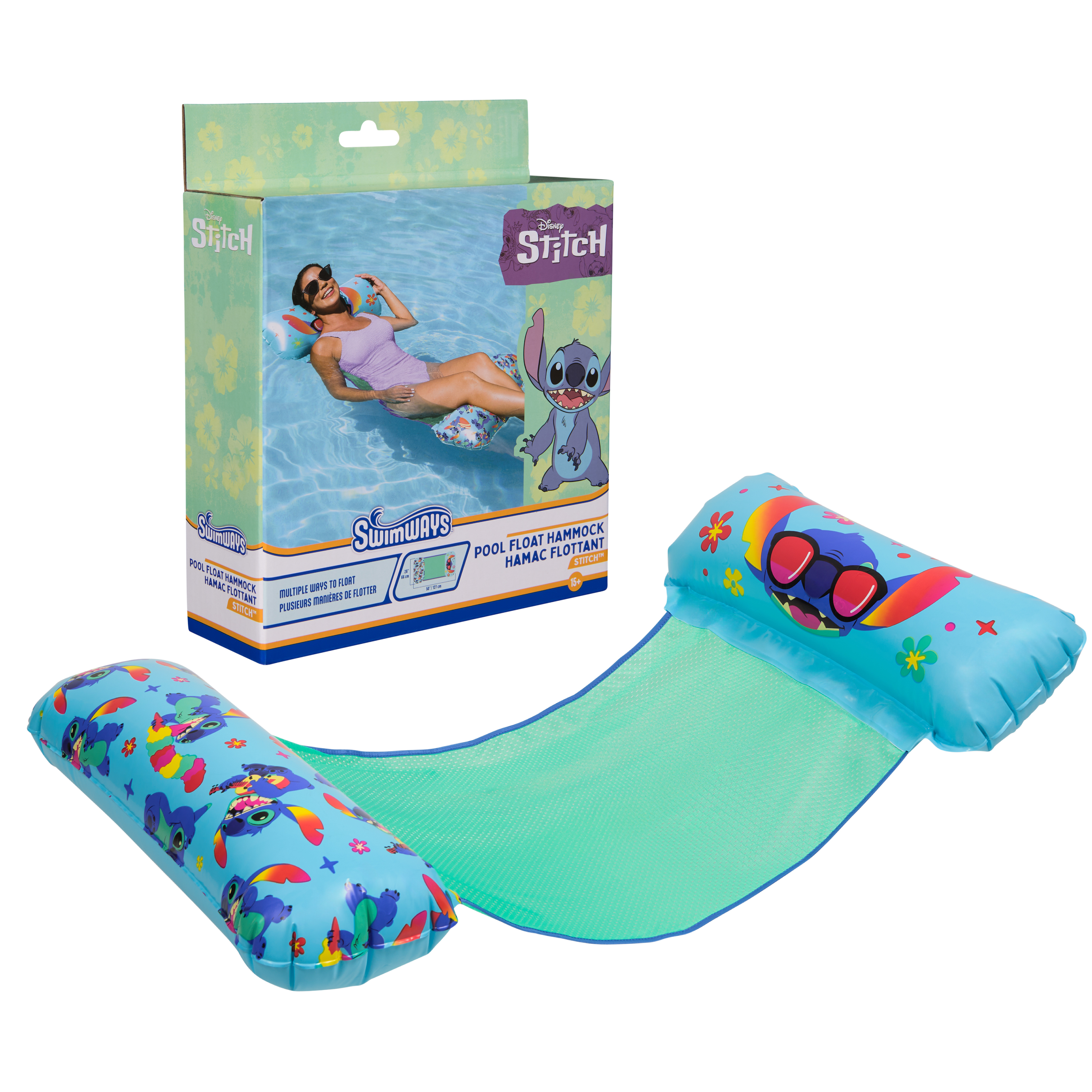 Stitch Pool Raft SwimWays Stitch Swim Hammock Pool Float, Floatie for Kids & Adults ...
