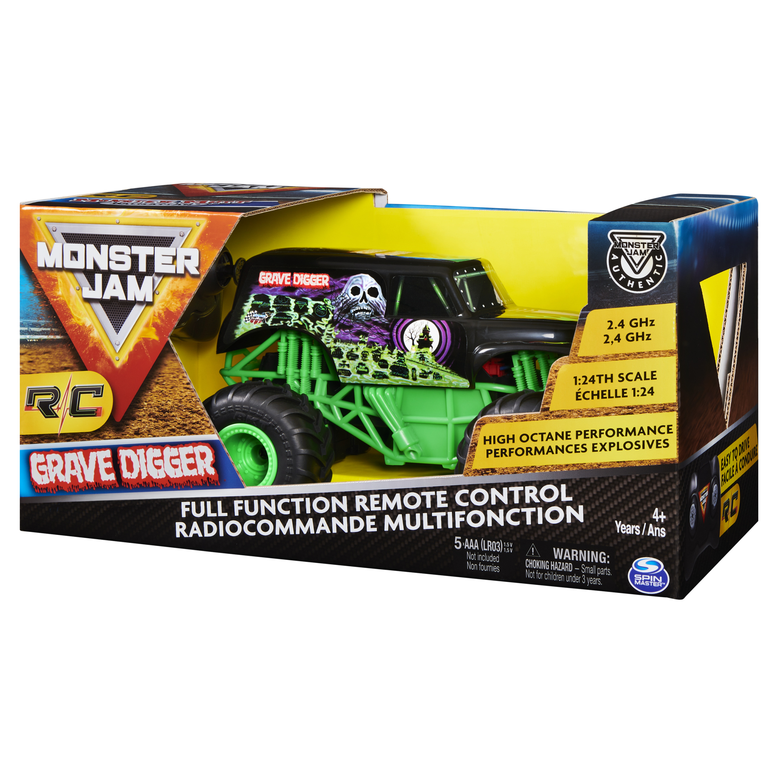 Monster Jam Official Grave Digger Remote Control Monster Truck 1 24 Scale 2.4 GHz for Ages 4 and up Spin Master