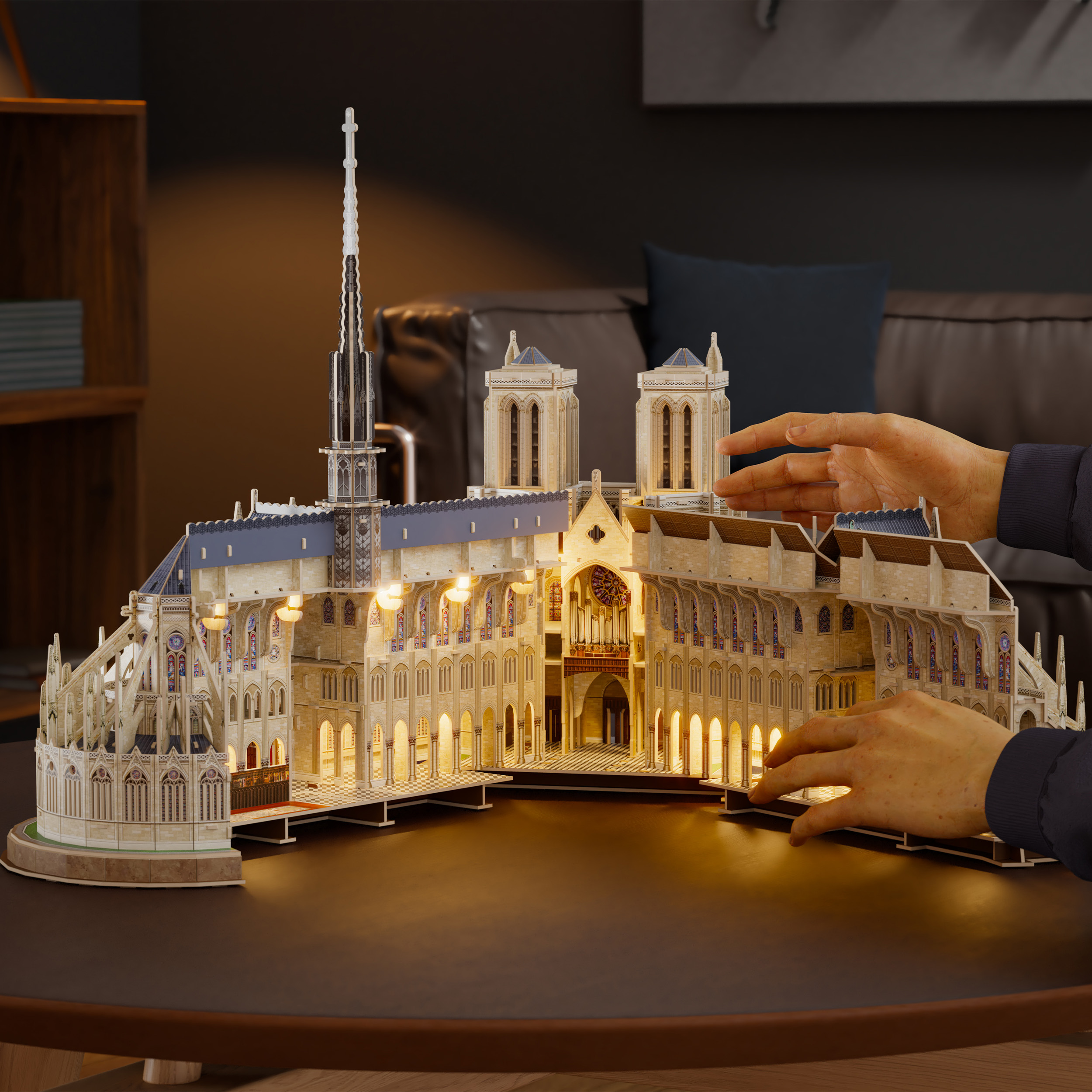 4D Build, Architect Series Notre Dame 3D Model Kit with LED Lights ...