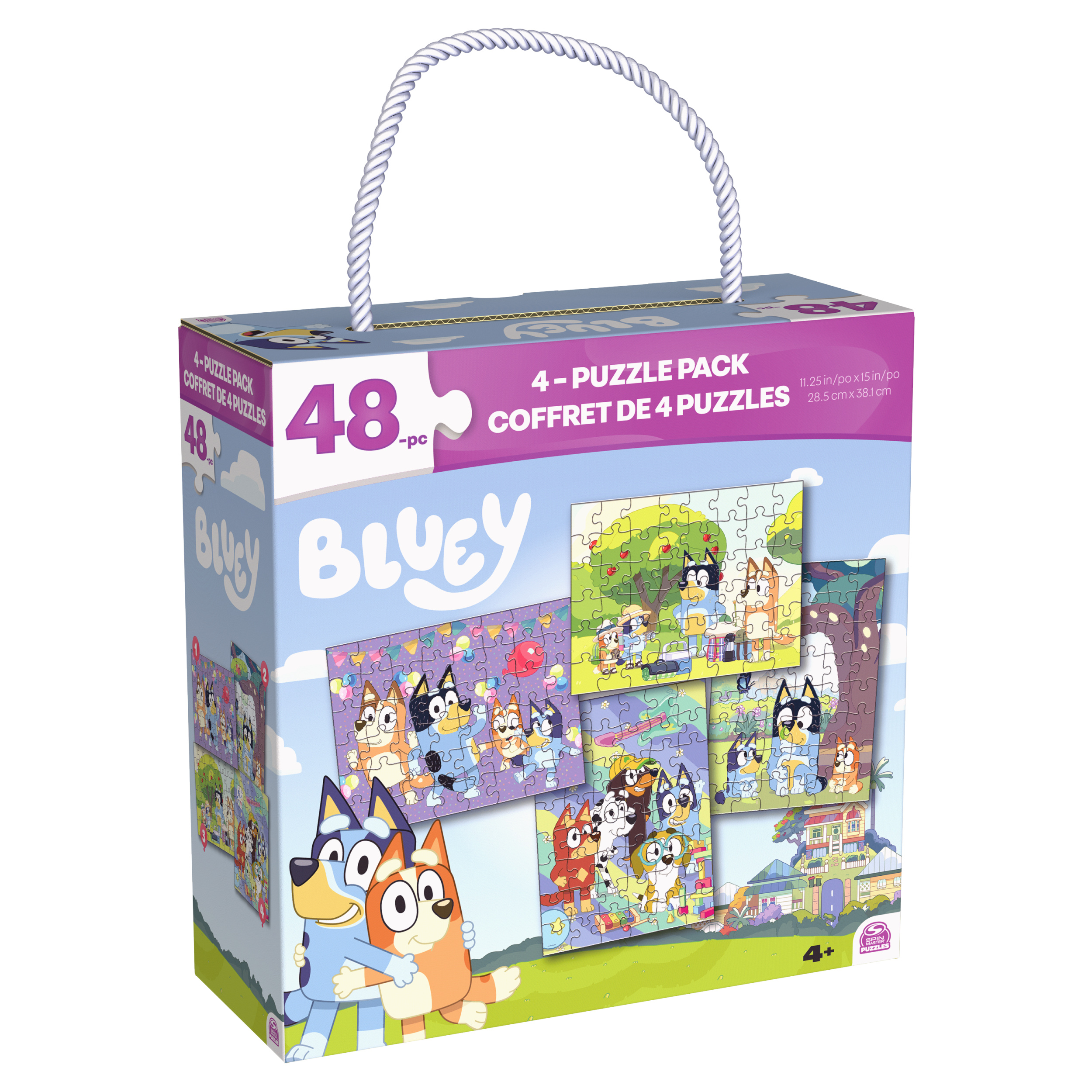Bluey, 4-Pack 48-Piece Jigsaw Puzzles in Storage Box with