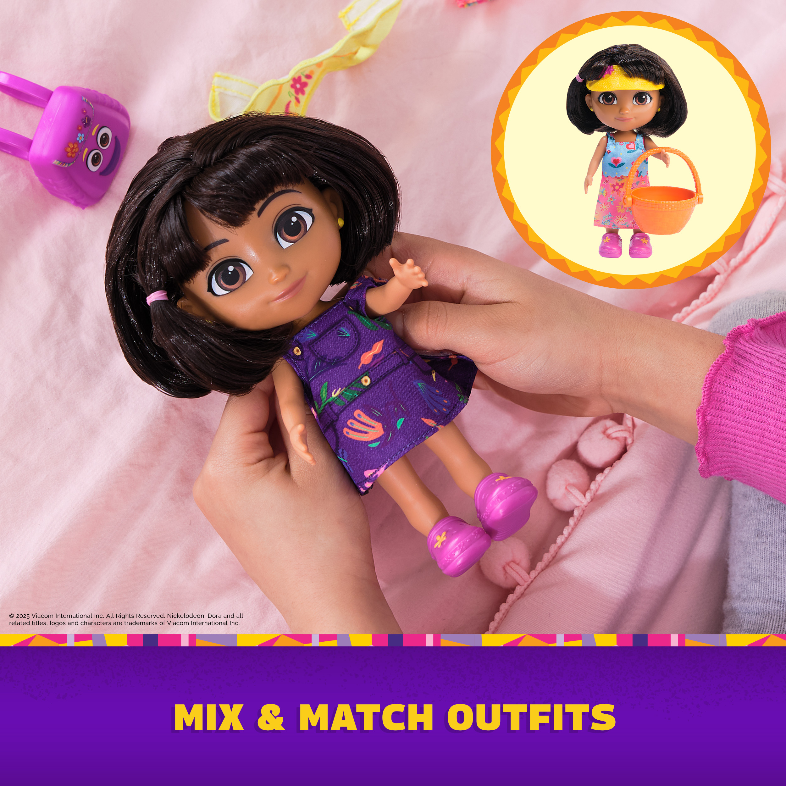 DORA Dora, Dress Up Adventure Dora, 6-inch Doll with Removable