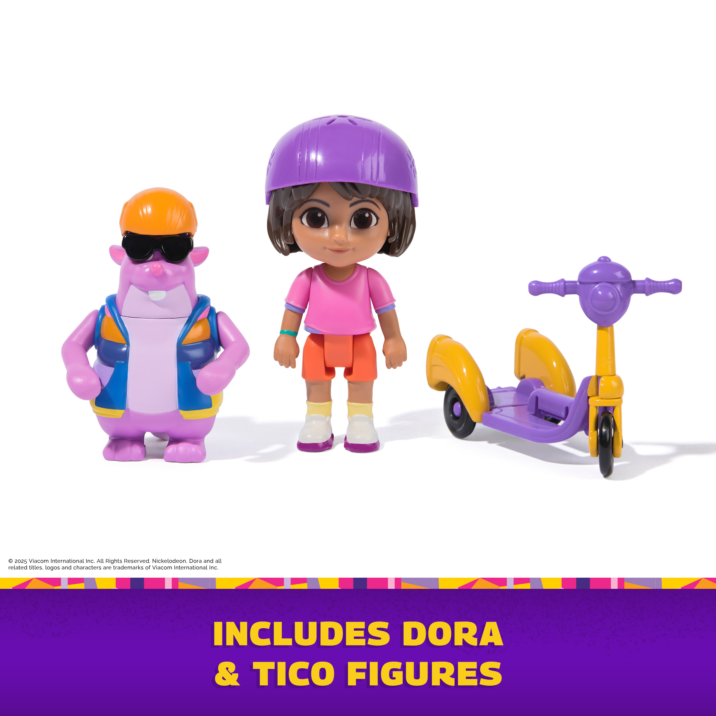 Dora the Explorer: Dora & Scooter Poseable Figure フィギュア ダイキャスト 人形 Dora, Zoom \u0026 Explore Adventure Pack with Dora \u0026 Tico Toy Figures