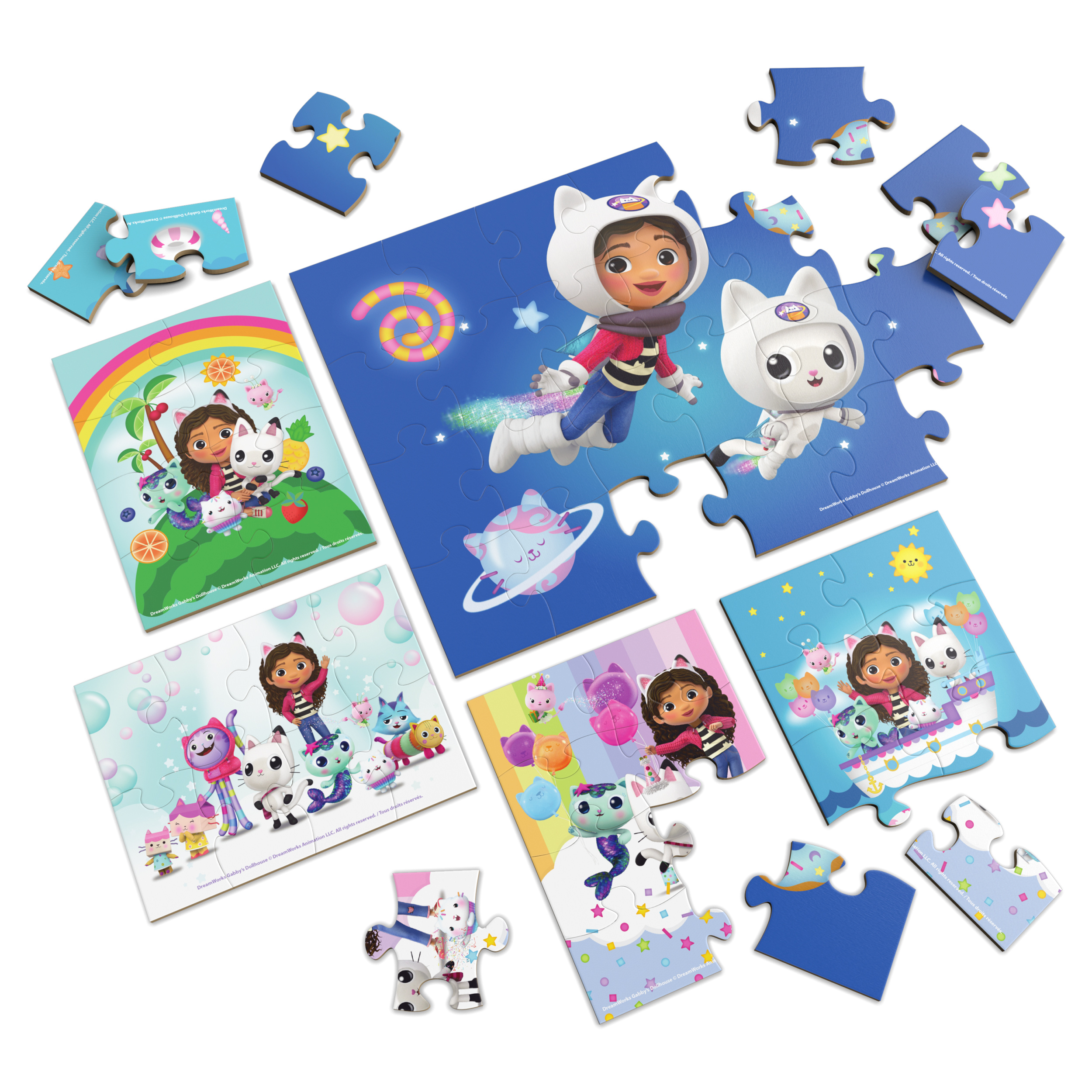 Gabby's Dollhouse 5-Pack of wood Jigsaw Puzzles for Families, Kids, and ...