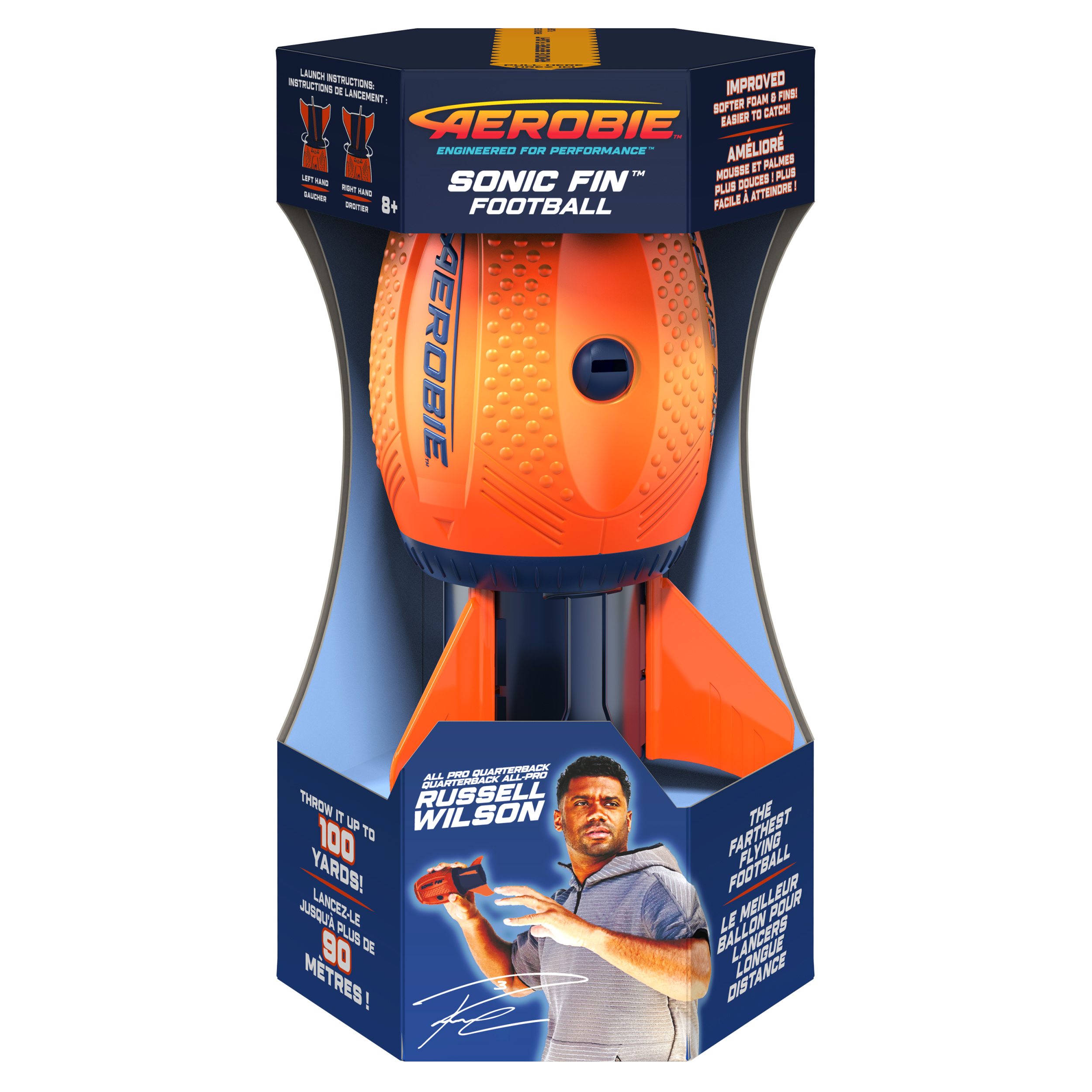 スポーツトイ・アクショントイ mowl Aerodynex AquaSunrise Aerobie Sonic Fin Football, Aerodynamic Russel Wilson Football Toy