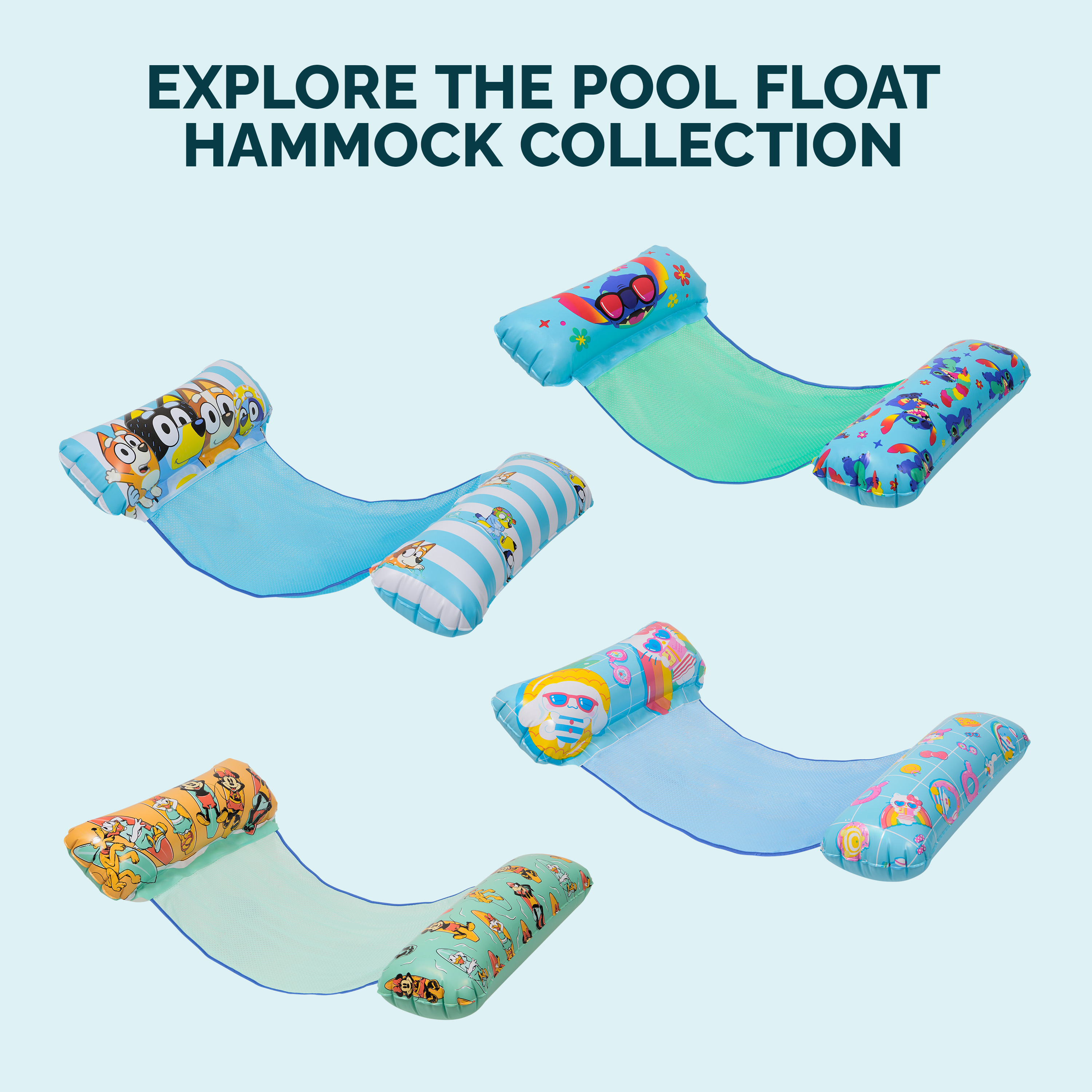 Stitch Pool Raft SwimWays Stitch Swim Hammock Pool Float, Floatie for Kids & Adults ...