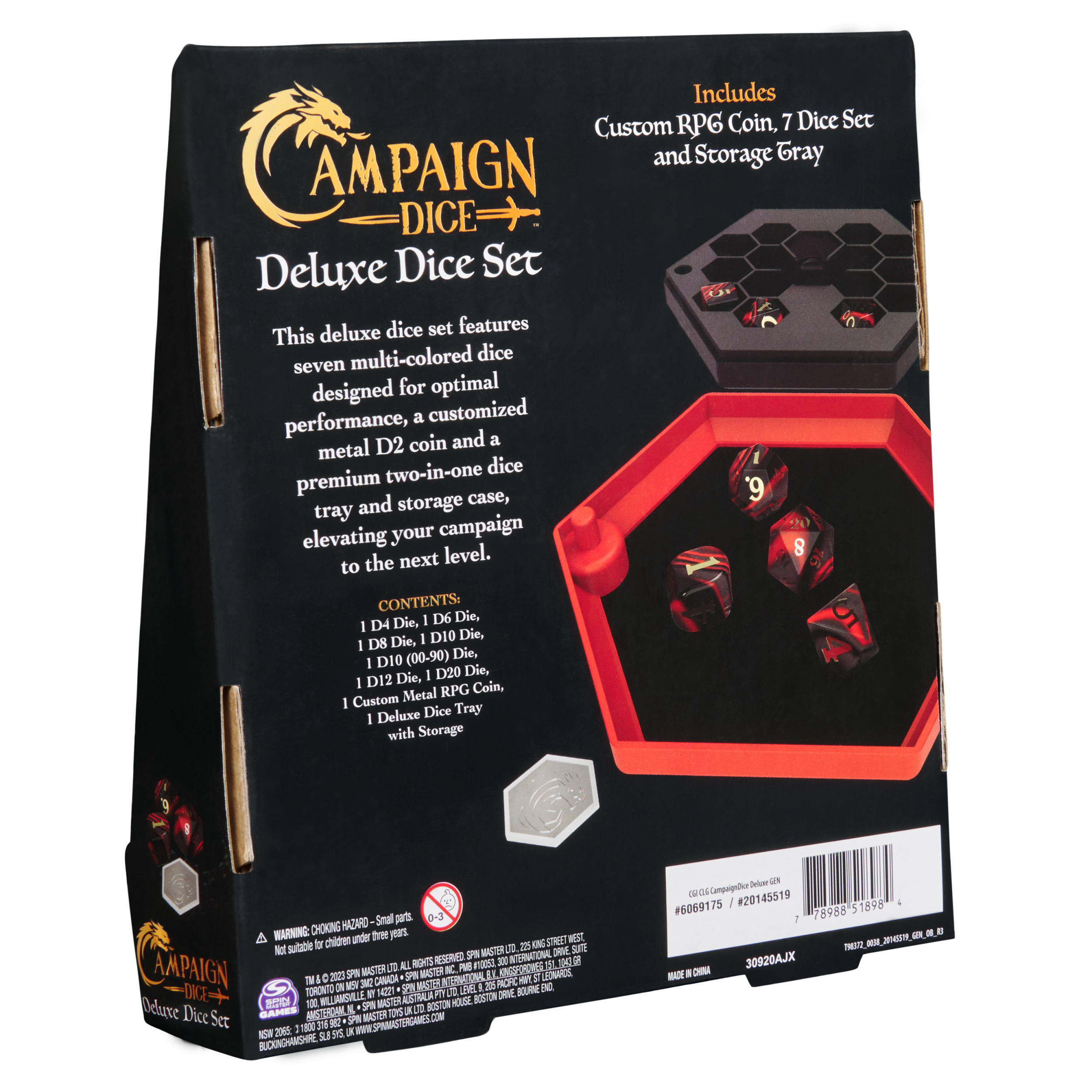 Spinner Roulette Métal DND – Dé D20 Dragon – Coffret Cadeau – Noir-Rouge – 7,5 Cm