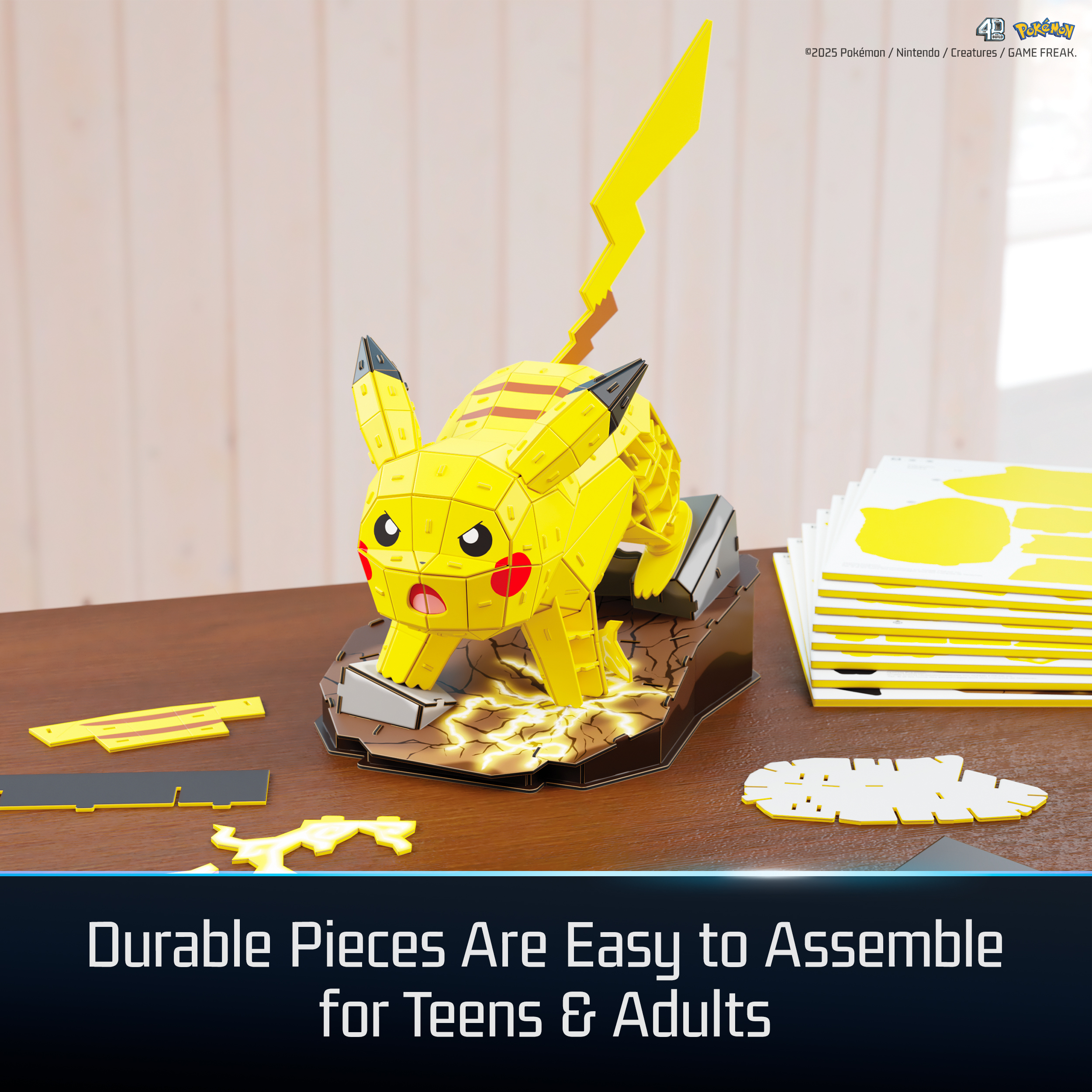4D Build, Pokémon Pikachu 3D Model Kit, Pokémon Figure, Kanto First ...