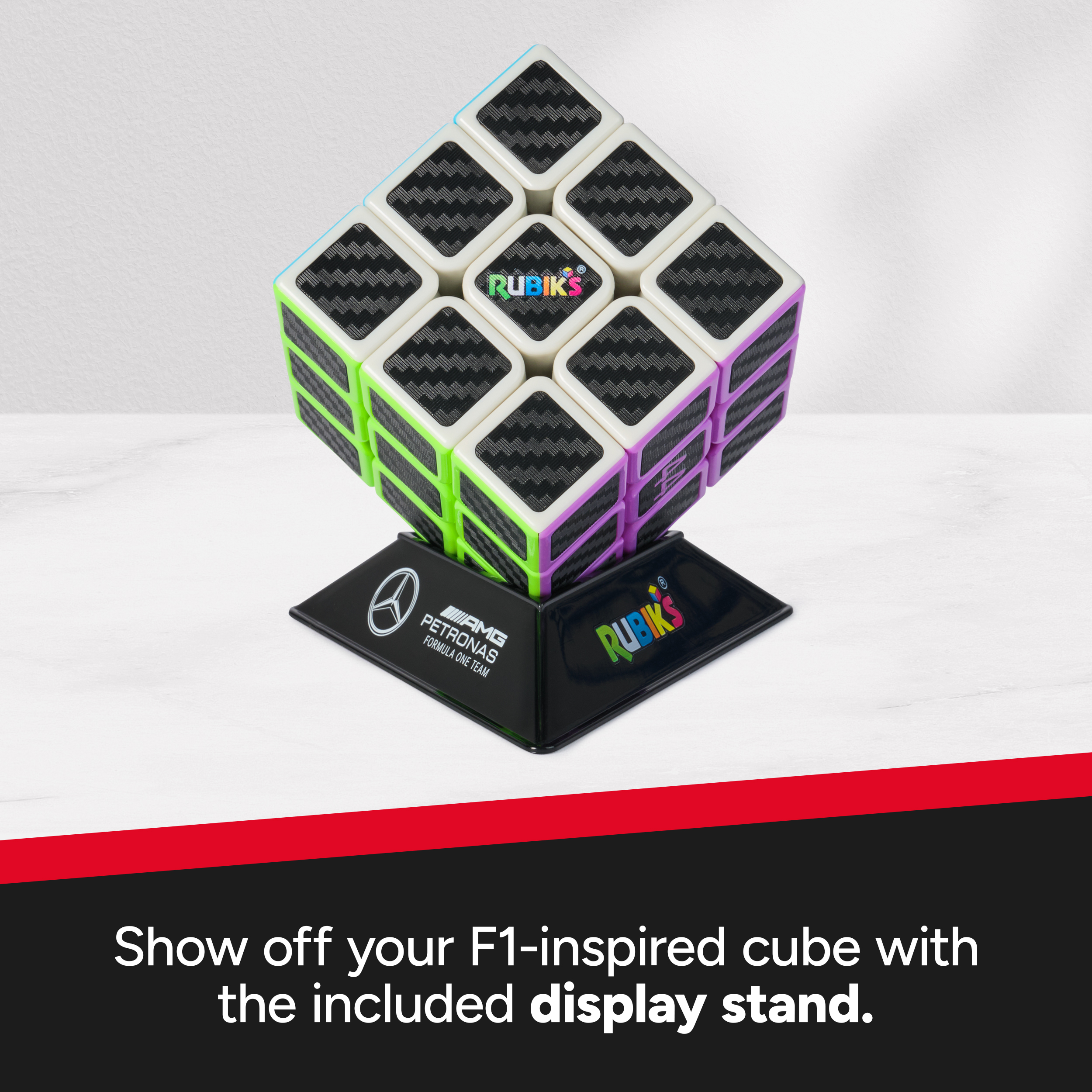Rubik's Cube, Mercedes-AMG PETRONAS F1 Team Carbon Fiber Cube, F1 Collectible & Desk Décor, Problem-Solving Brain Teaser, Fidget Toy, Sensory Puzzle, for Ages 8 & Up | Spin Master Rubik's Cube, Mercedes-AMG PETRONAS F1 Team Carbon Fiber Cube, F1 Collectible & Desk Décor, Problem-Solving Brain Teaser, Fidget Toy, Sensory Puzzle, for Ages 8 & Up | Spin Master