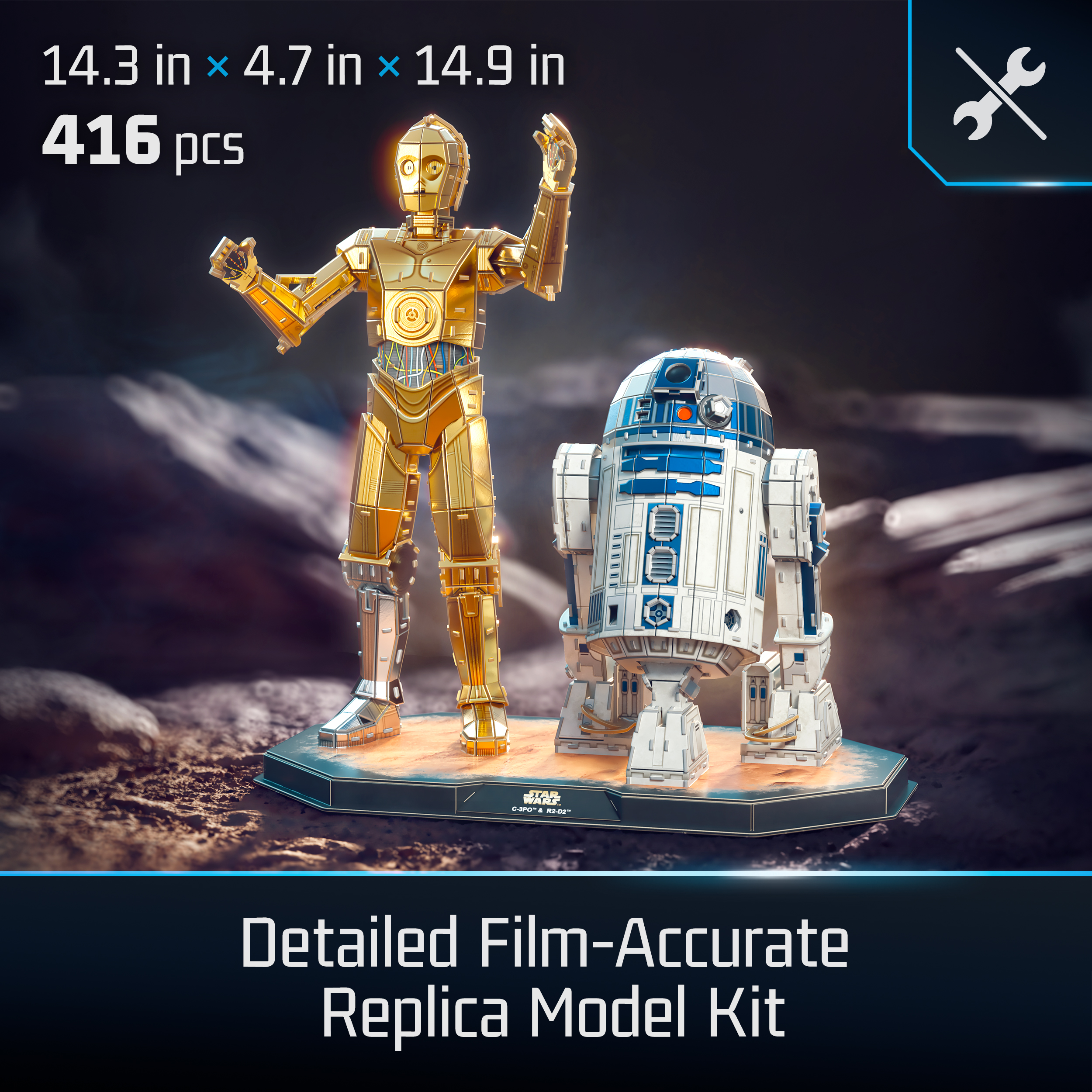 4D Build, Star Wars C-3PO & R2-D2 3D Model Kit with Stand