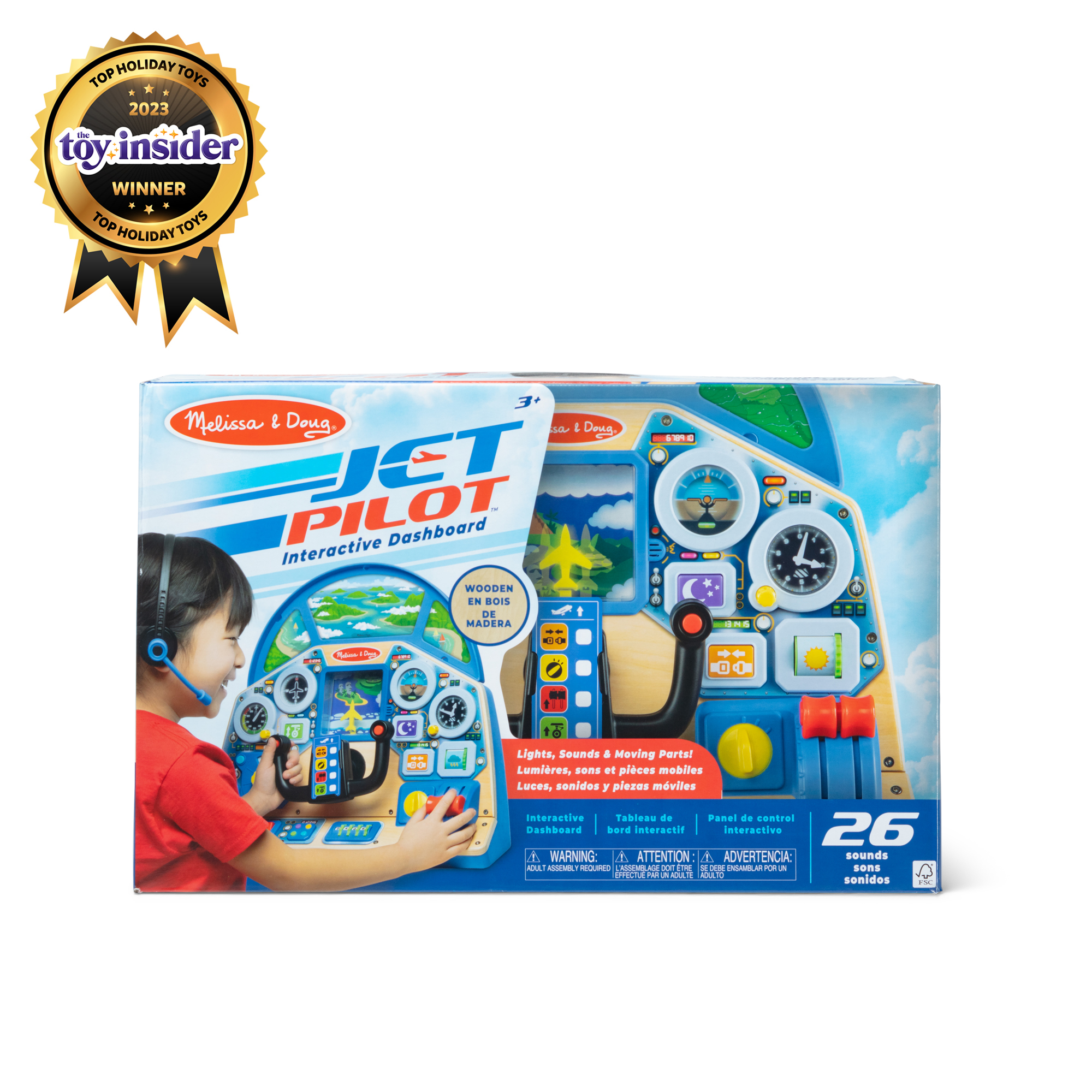 Melissa & Doug Jet Pilot Interactive Dashboard Wooden Toy for Boys