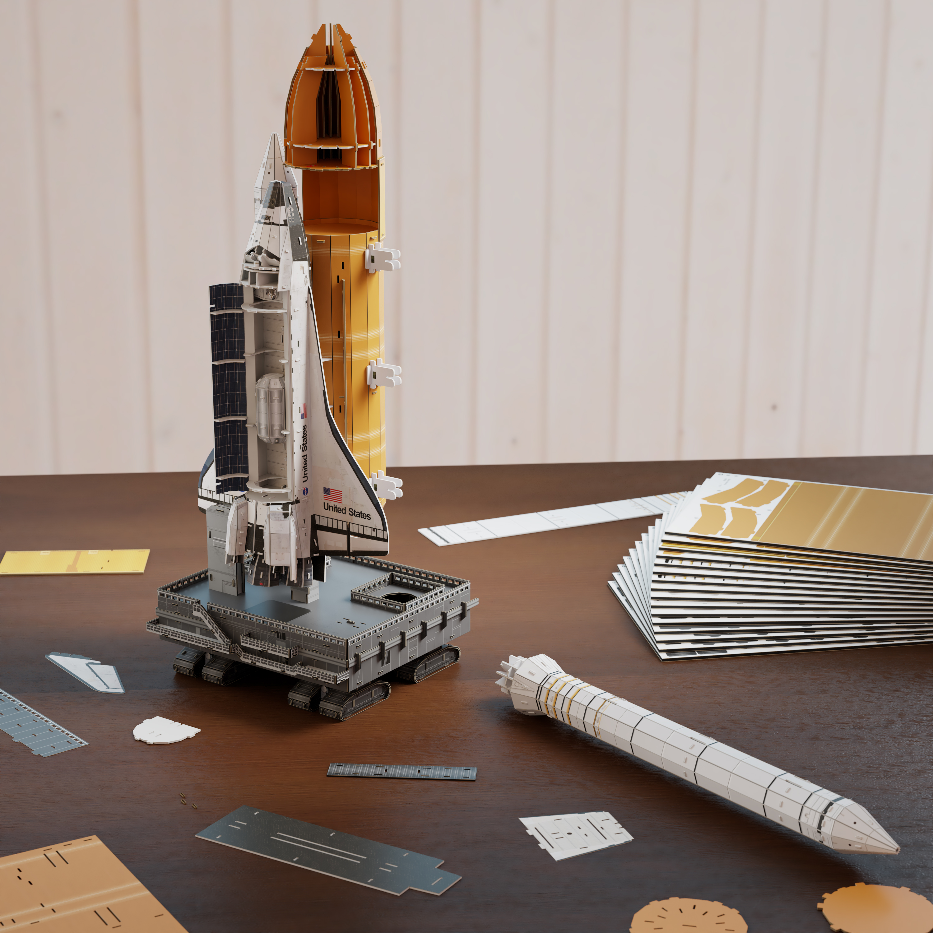 4D Build, Architect Series Space Shuttle 3D Model Kit with LED Lights ...