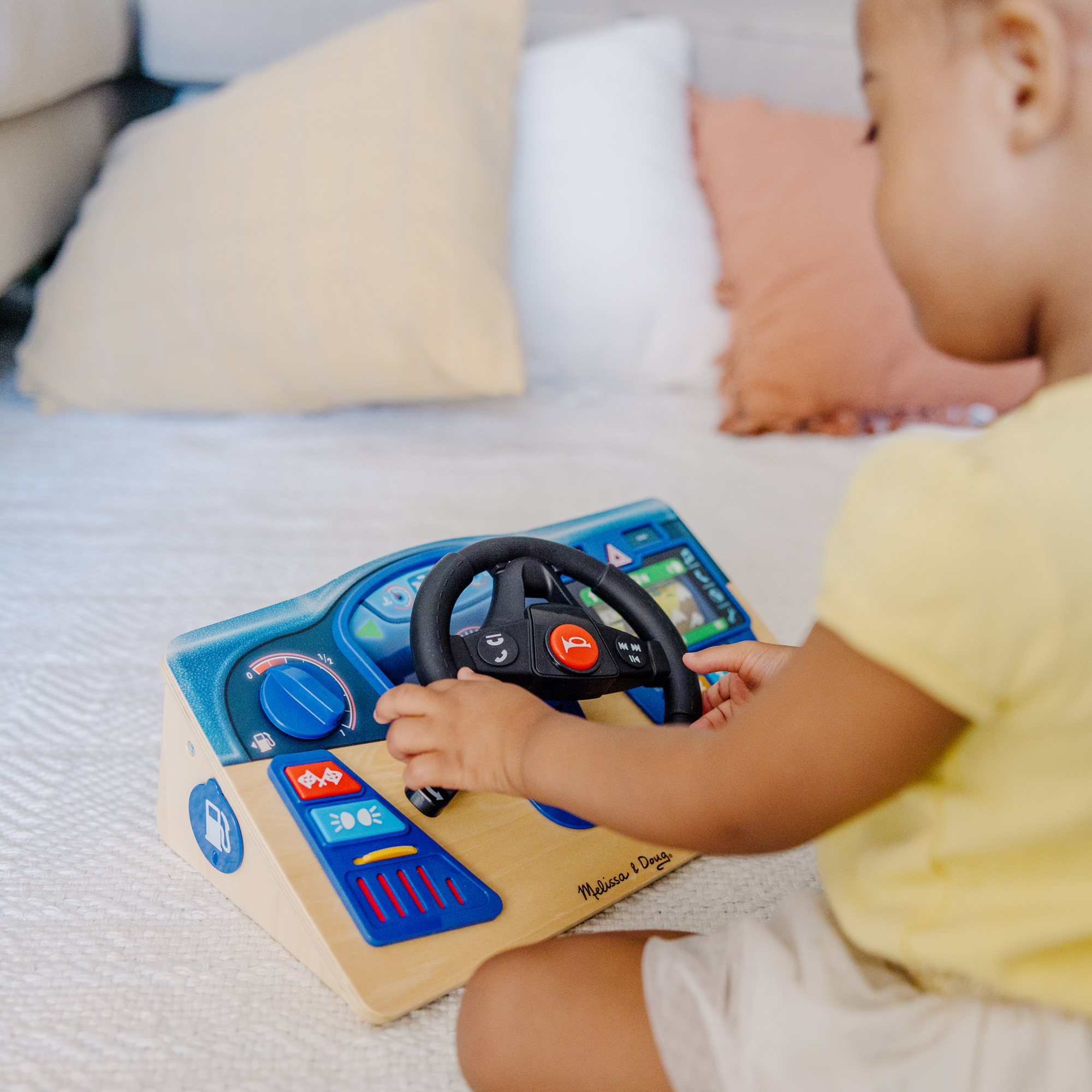 Melissa & Doug Vroom & Zoom Interactive Wooden Dashboard Steering Wheel ...
