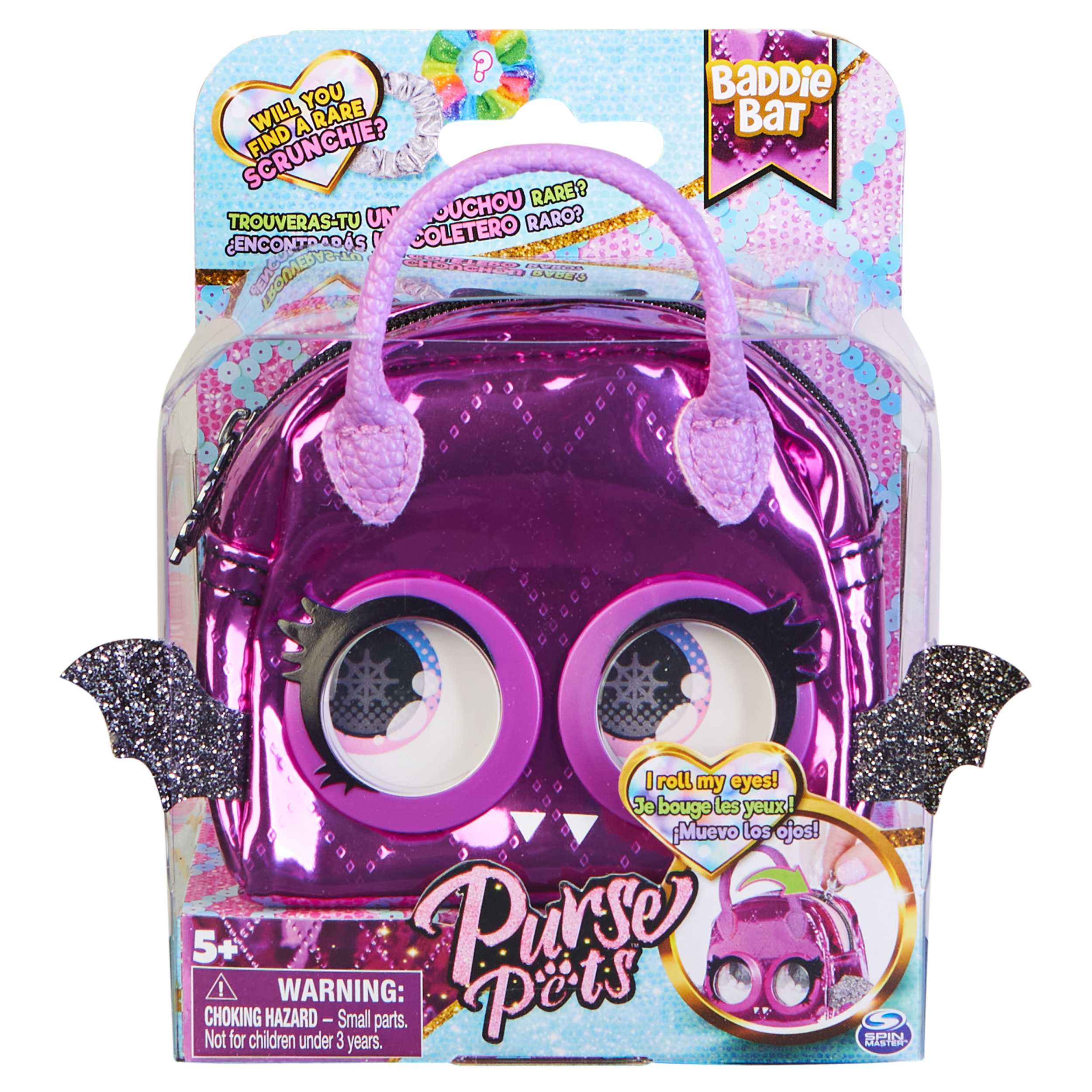 Purse Pets Micros, Baddie Bat Stylish Small Purse with Eye Roll Feature,  Kids Toys for Girls Aged 5 and up
