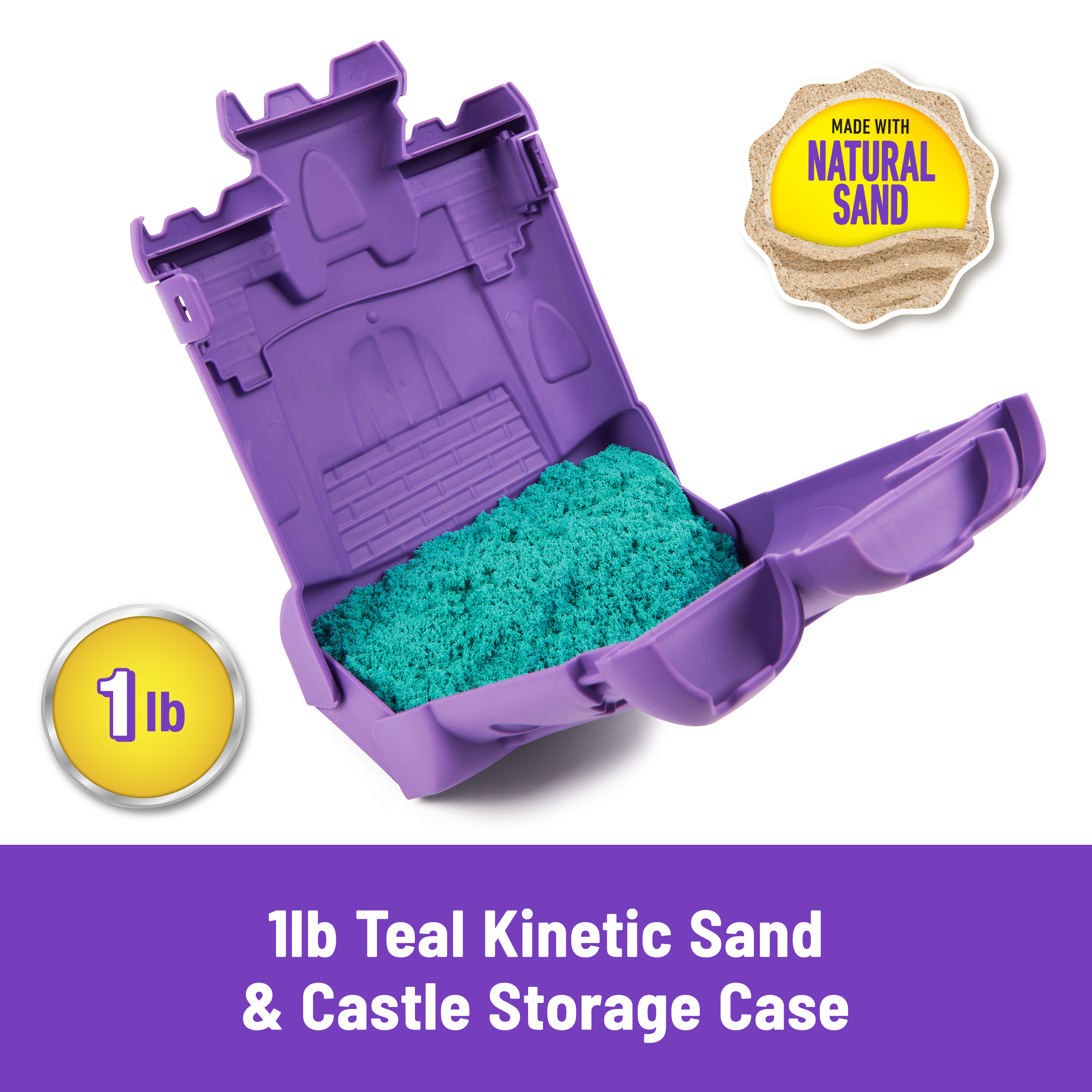 Kinetic Sand, Castle Case with 1lb Teal Sand | Spin Master