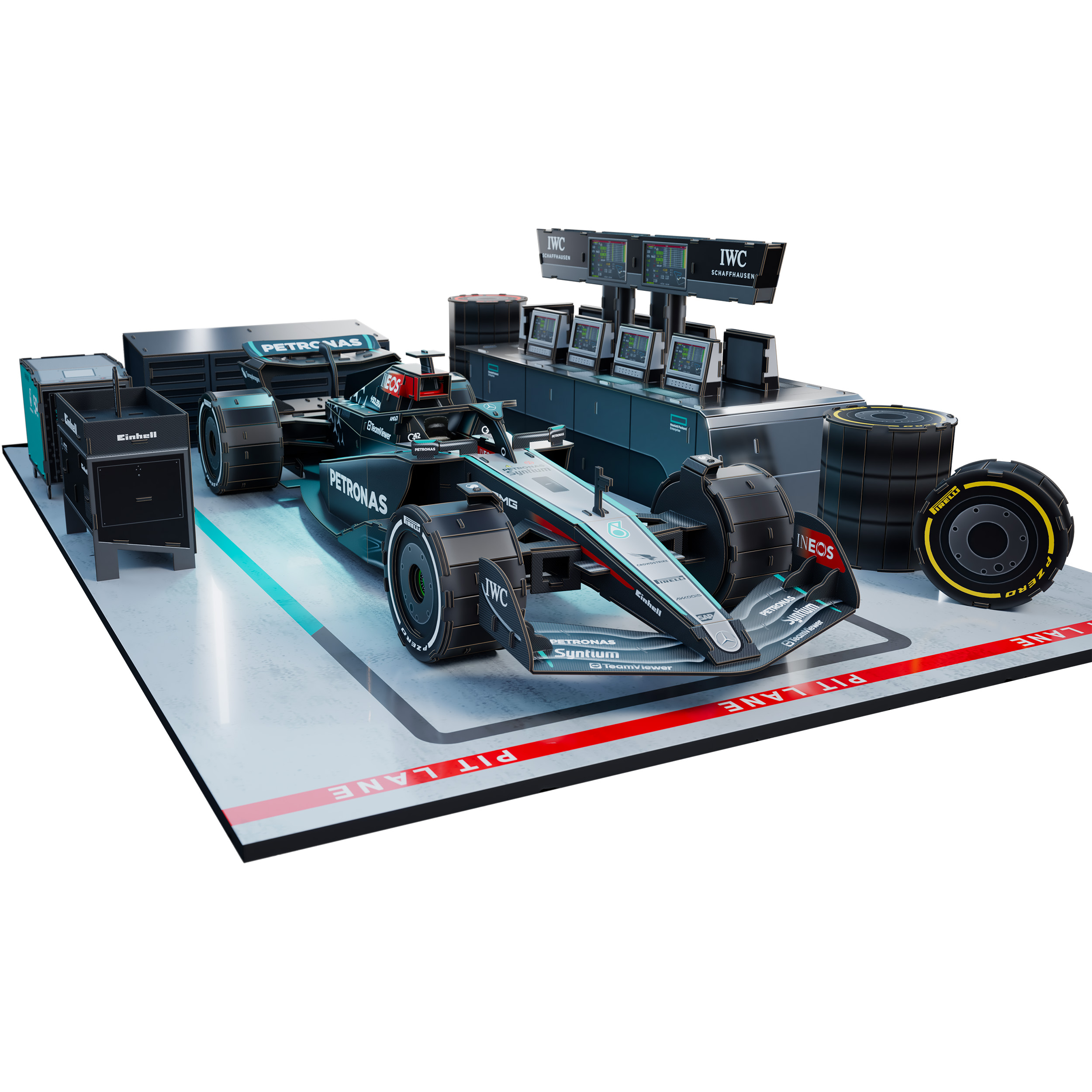 1/20 W15 メルセデス　3Dプリントキット 4D Build, Mercedes W15 Garage Set 3D Puzzle Model Kit with LEDs